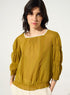 Blouse plissée et Dentelle de Calais-Caudry® ocre jaune