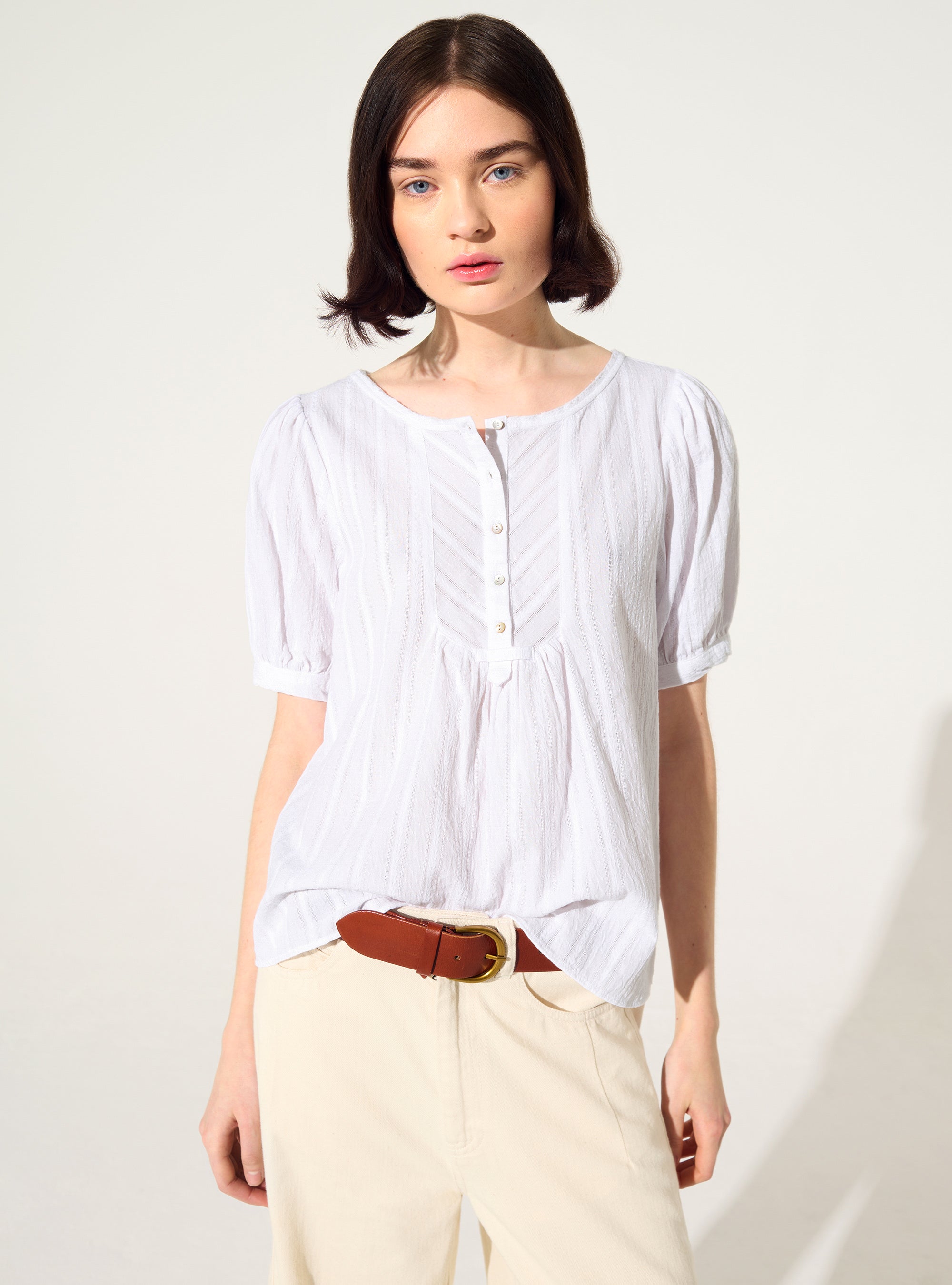 Blouse ample en coton blanc