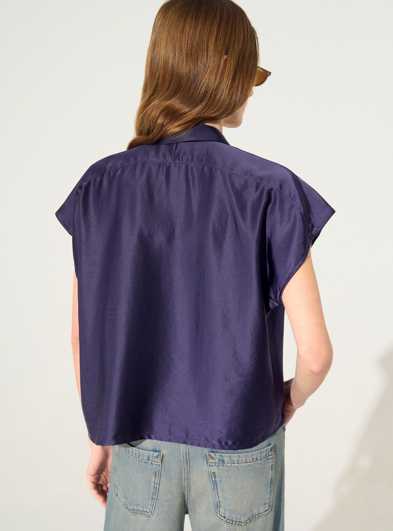 Chemise oversize plissée violet