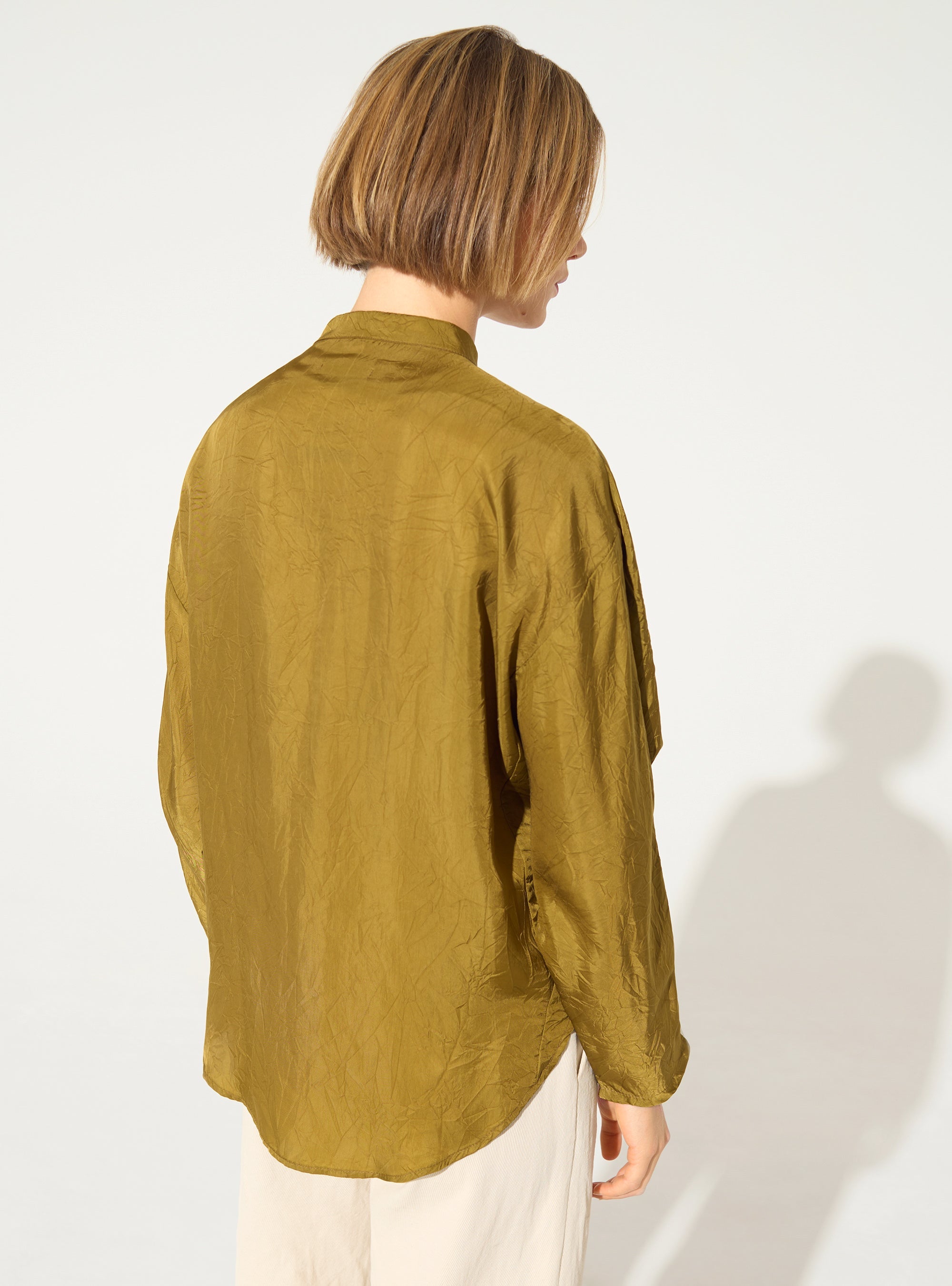 Chemise oversize en cupro bronze