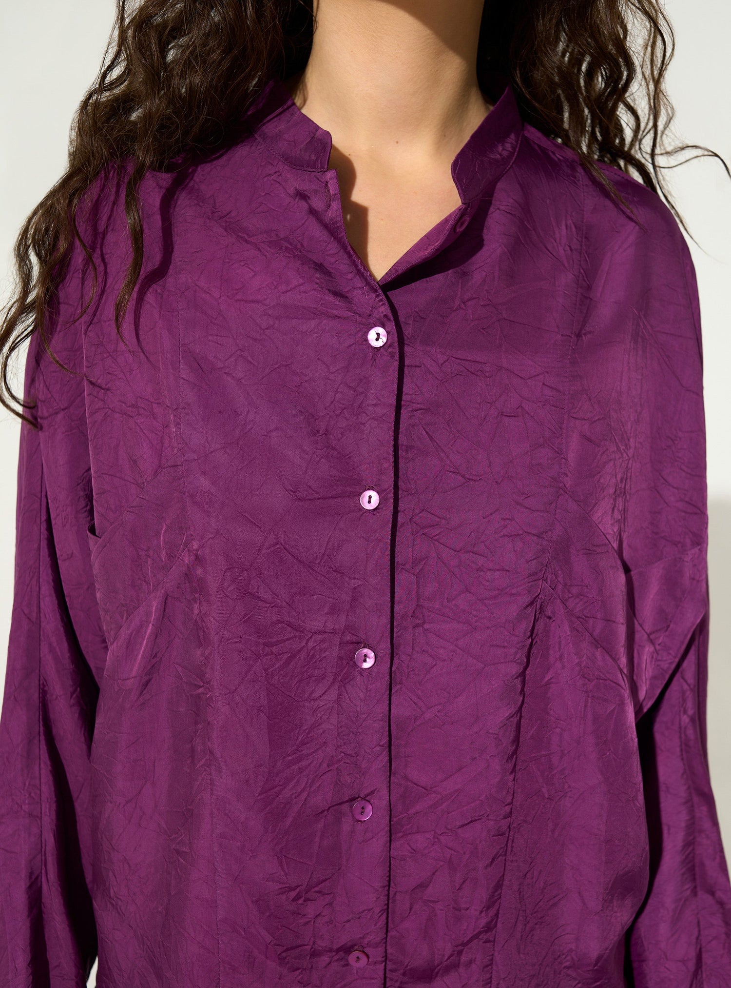 Chemise oversize en cupro violette