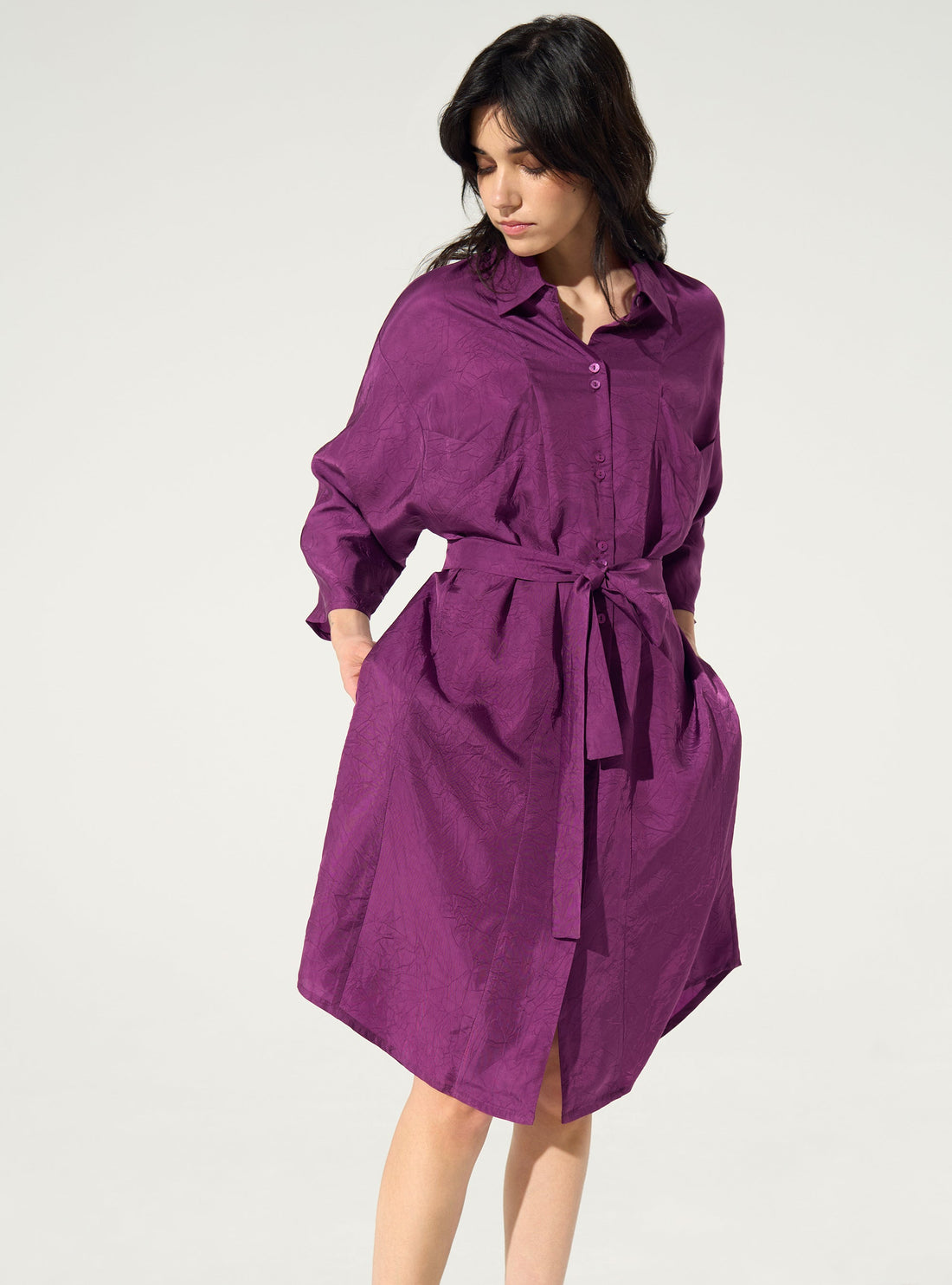 Robe ample en cupro violet