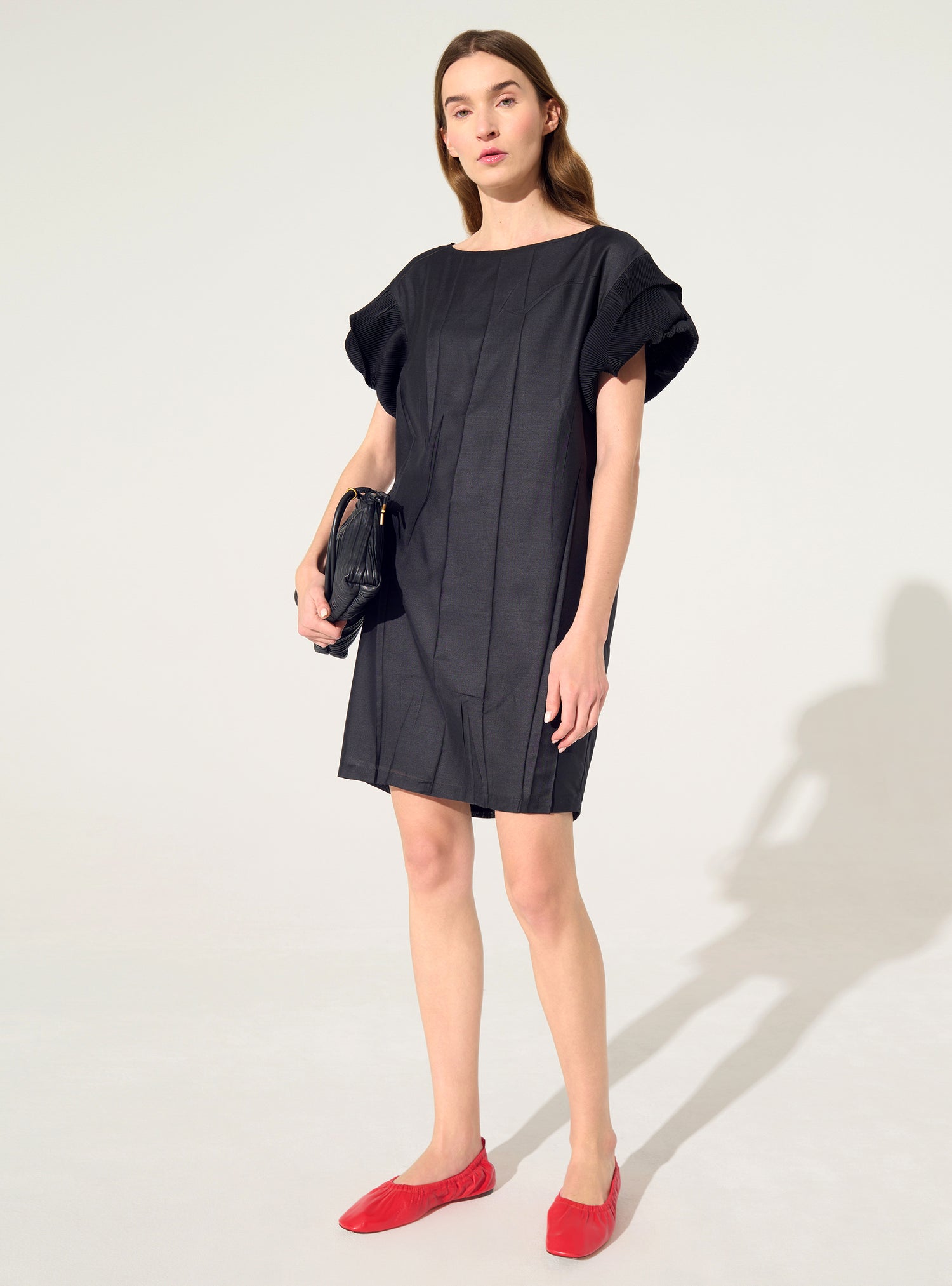 Robe droite plissée noir