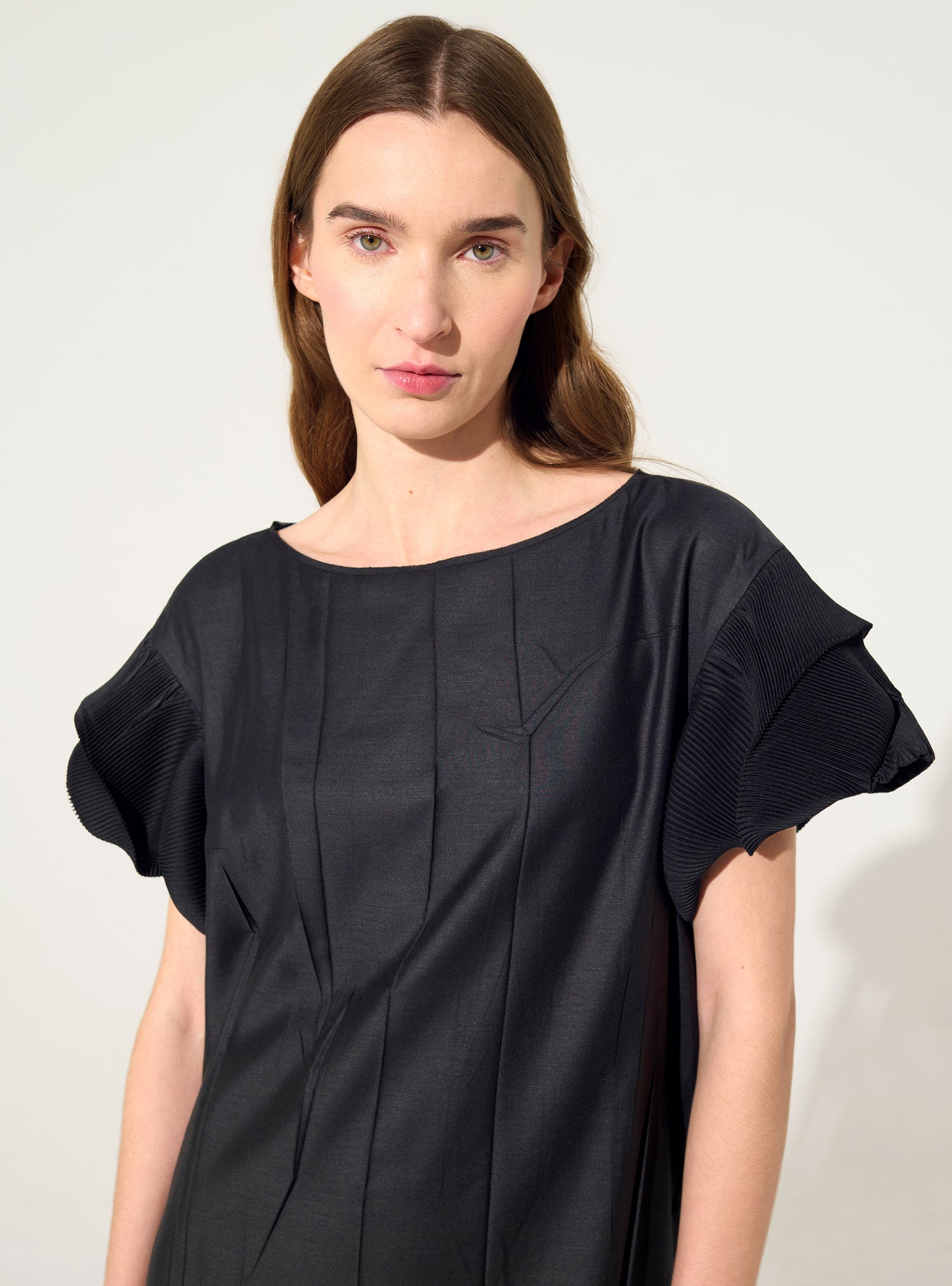 Robe droite plissée noir