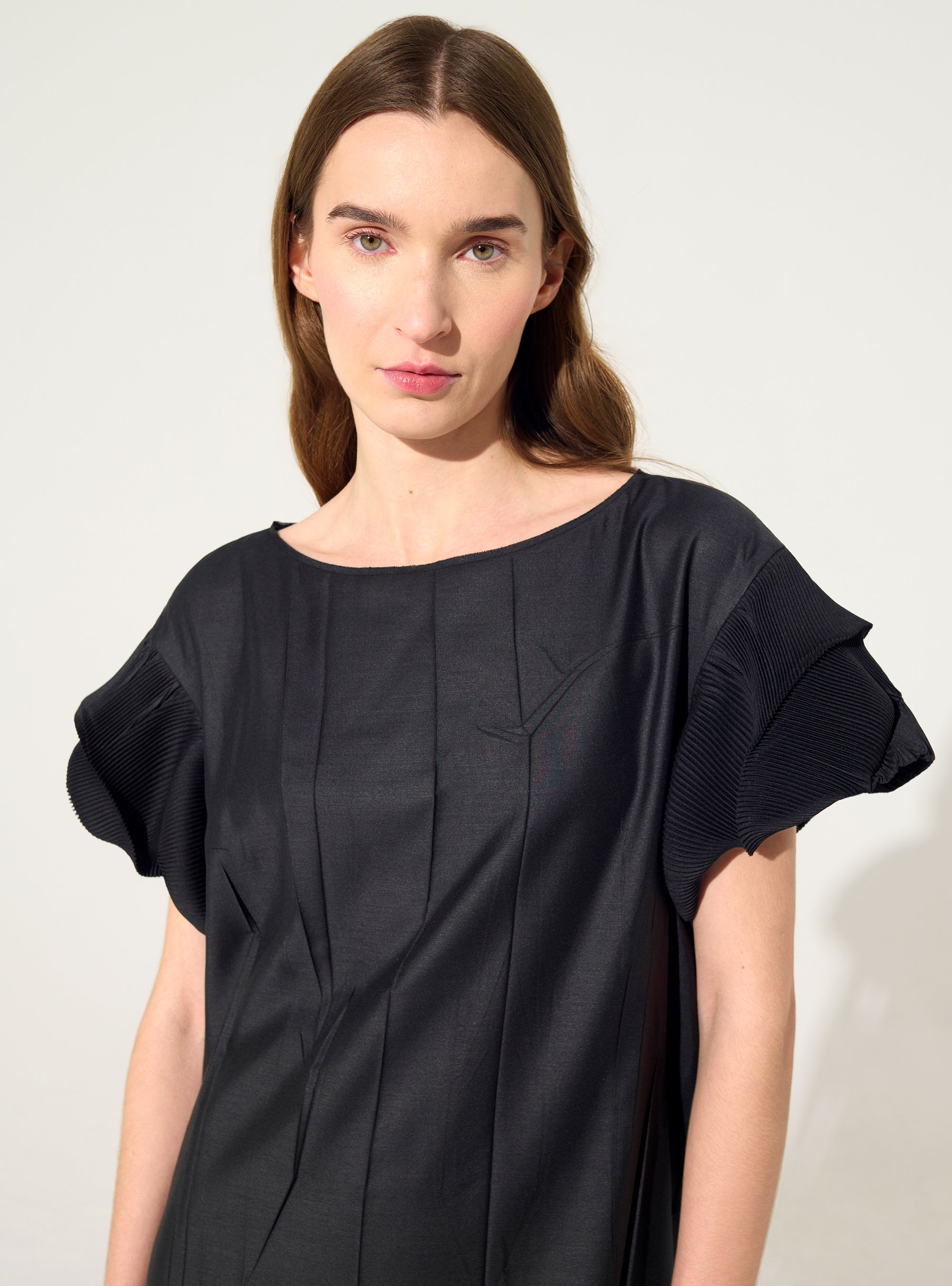 Robe droite plissée noir