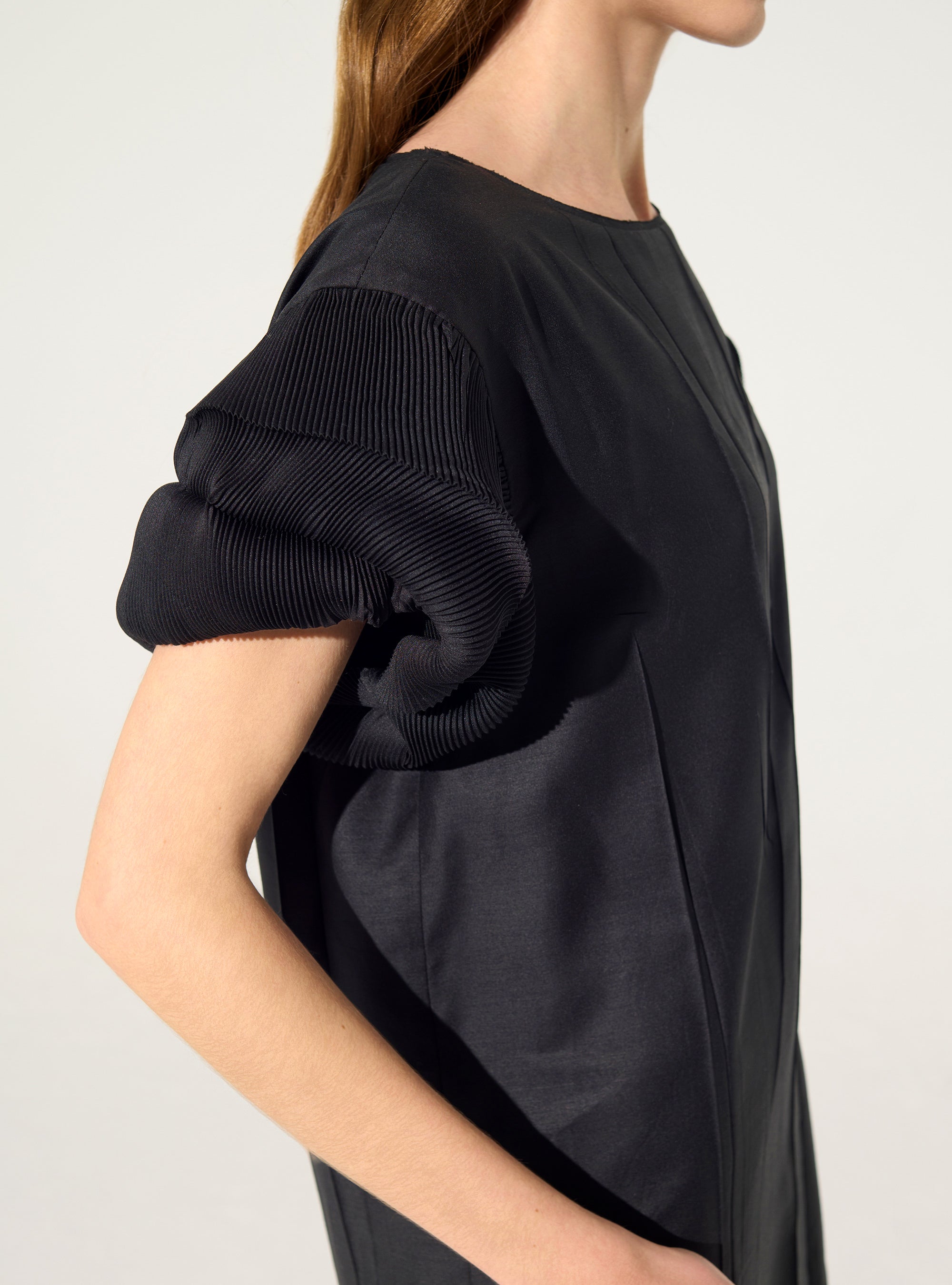 Robe droite plissée noir