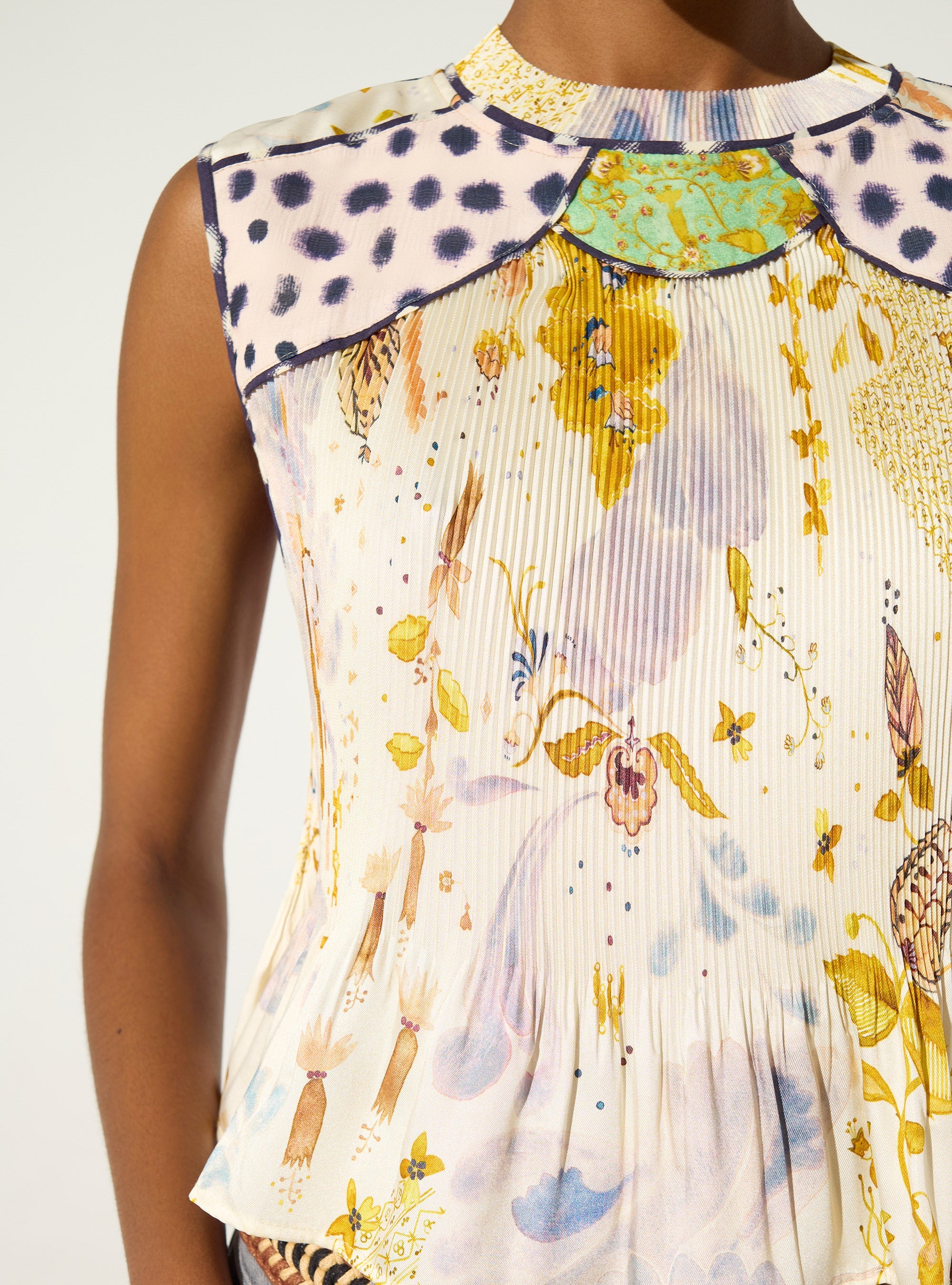 Débardeur ajusté plissé imprimé