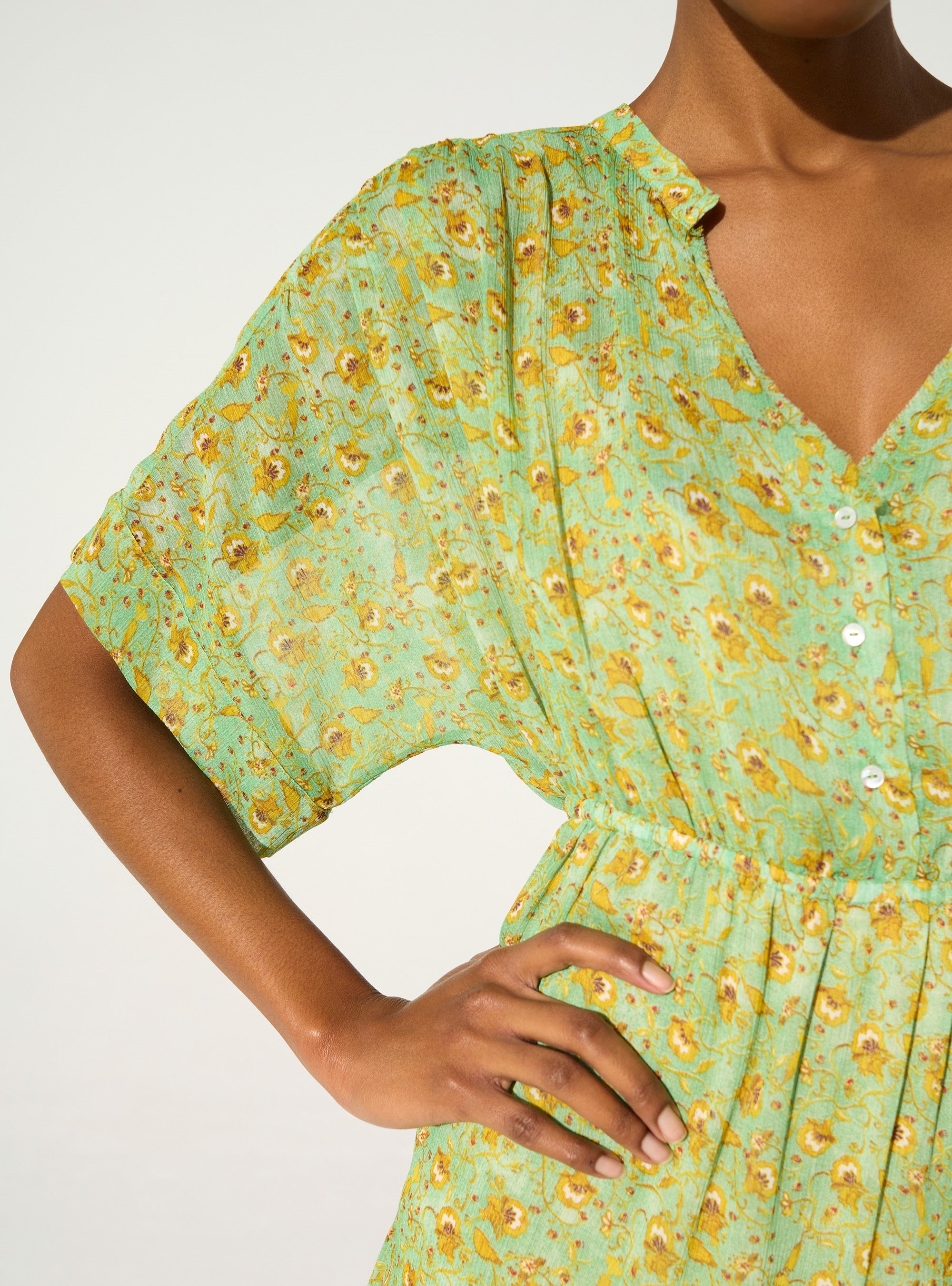 Robe ajustée imprimée vert