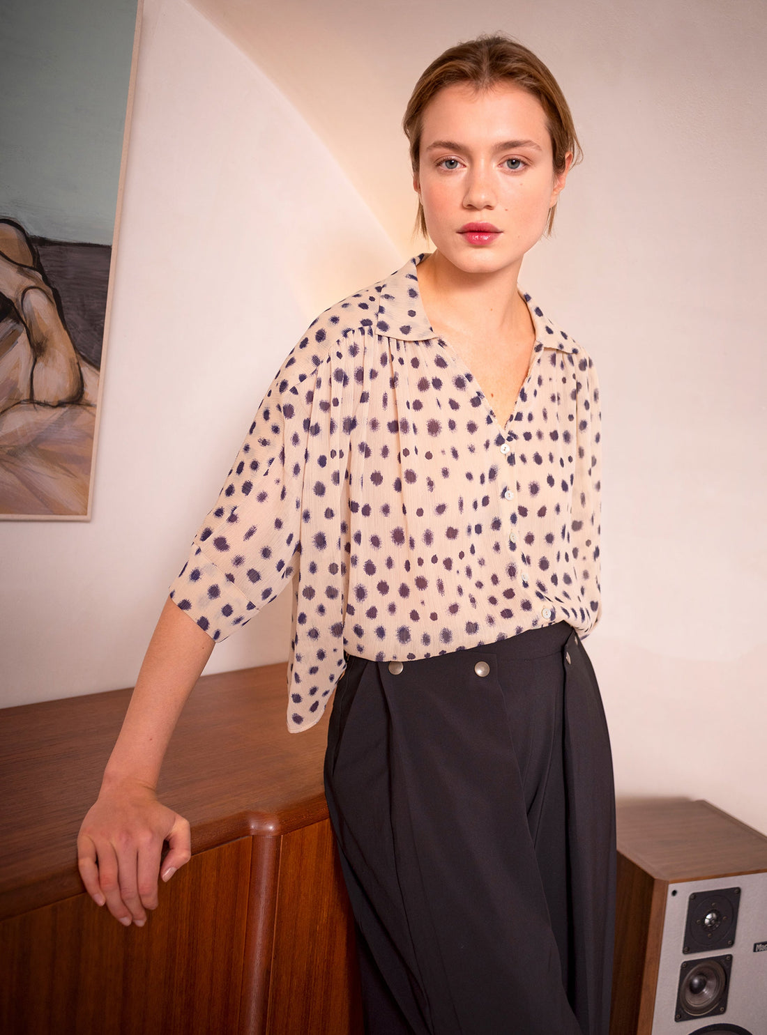 Chemise oversize XXL imprimé maison rose Cotélac 