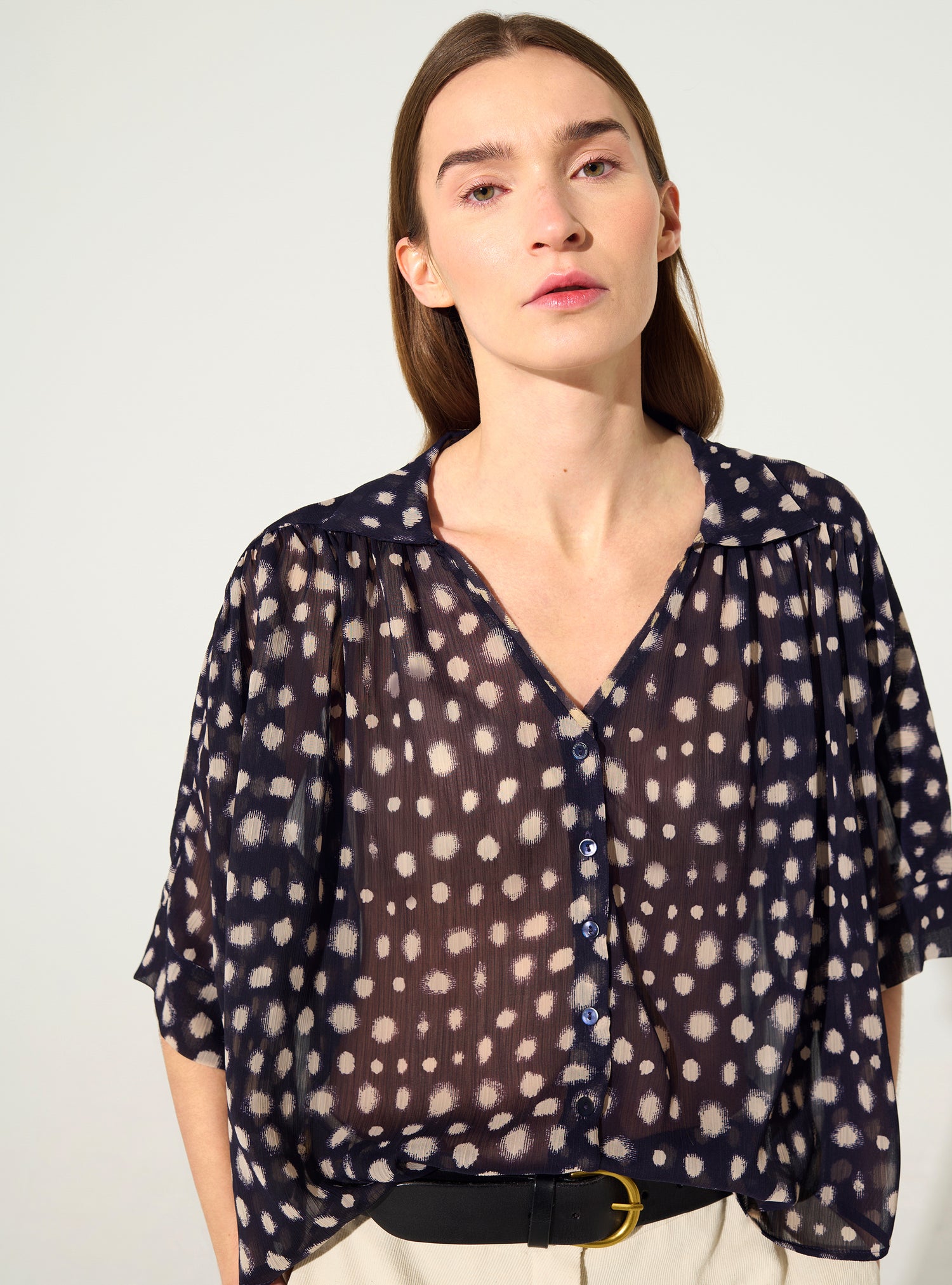 Oversized XXL shirt with purple house print