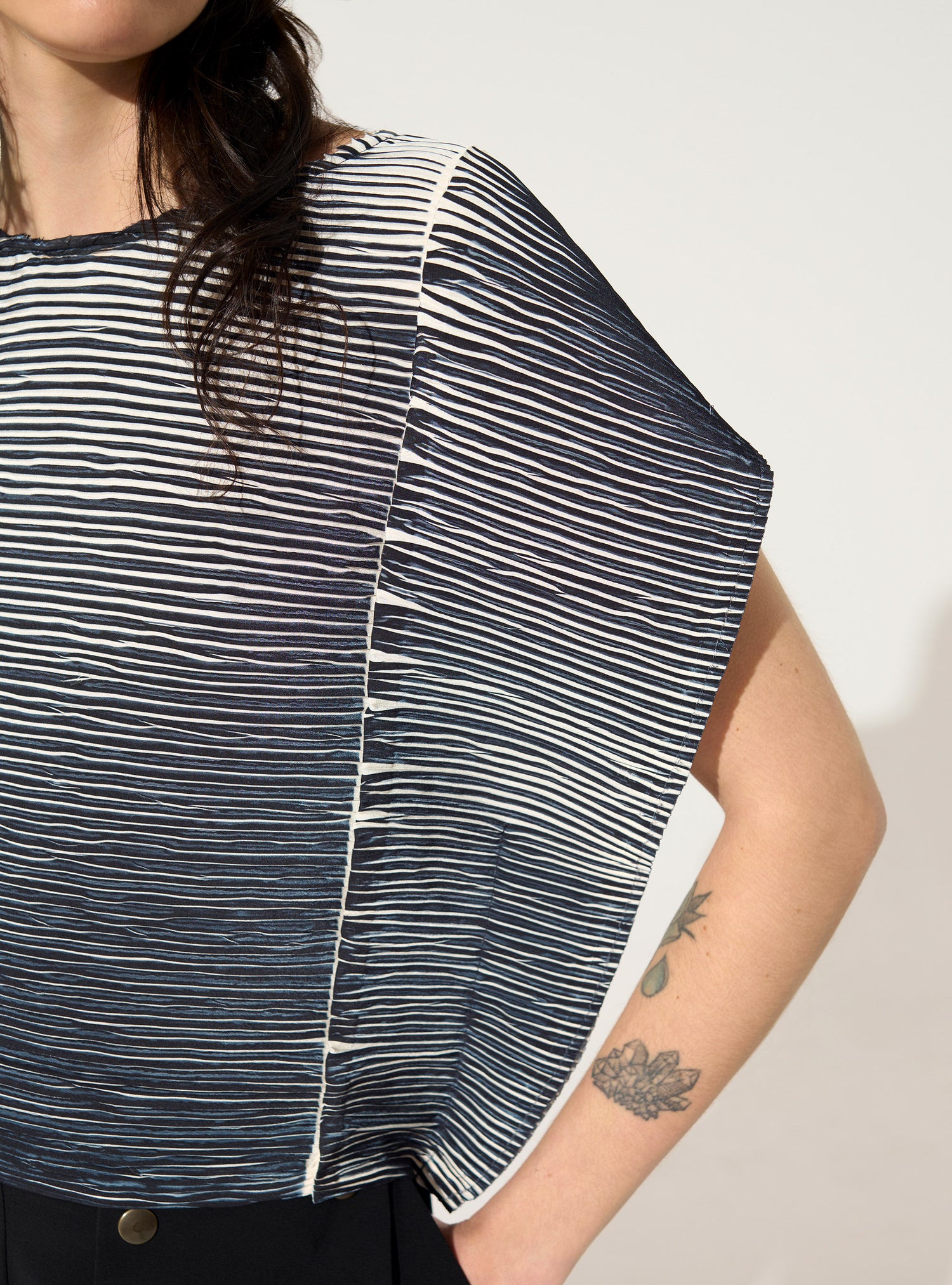 Blouse droite plissée noire