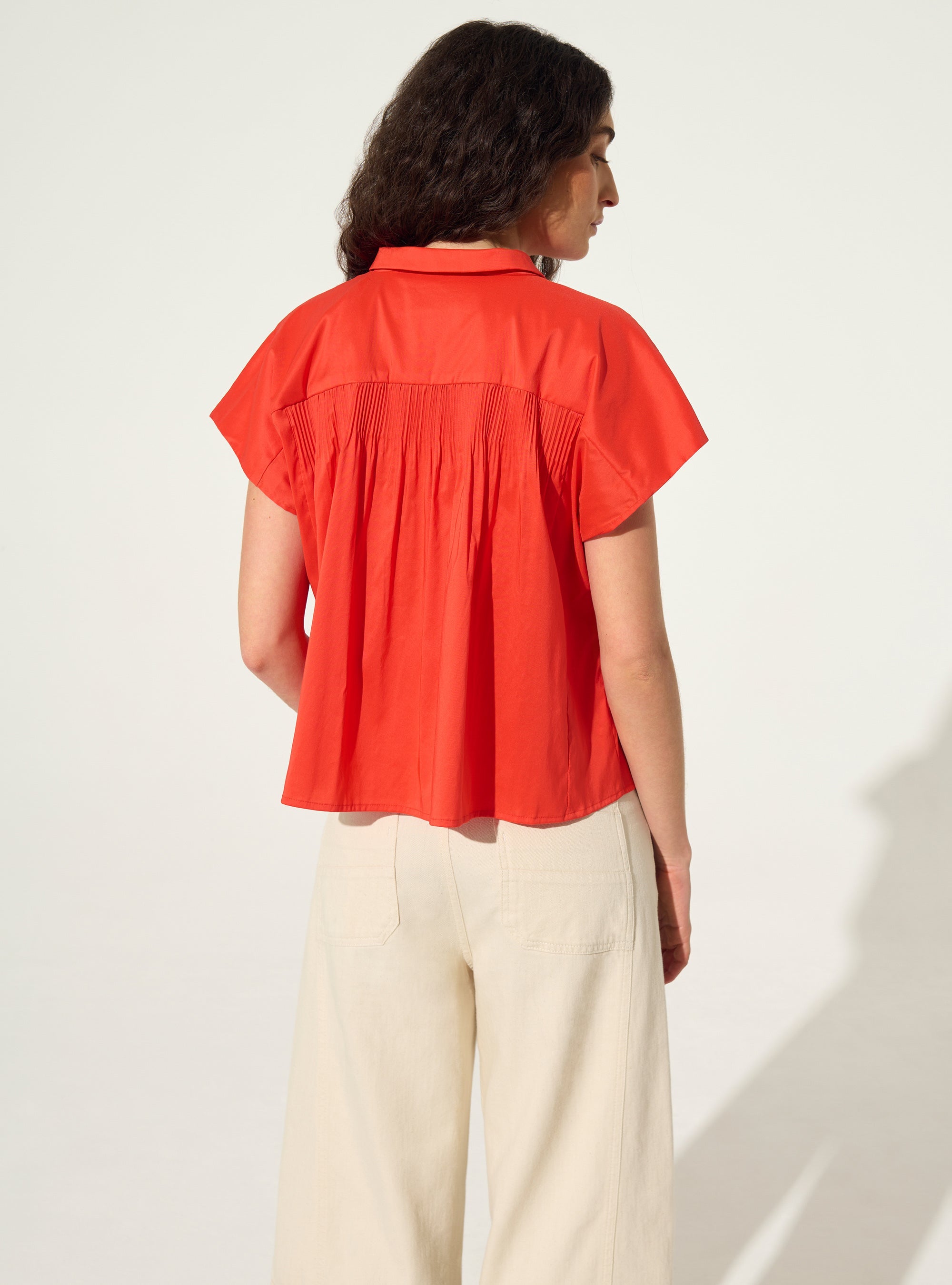 Chemise oversize xxl plissée en coton rouge