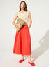 Red pleated cotton skirt