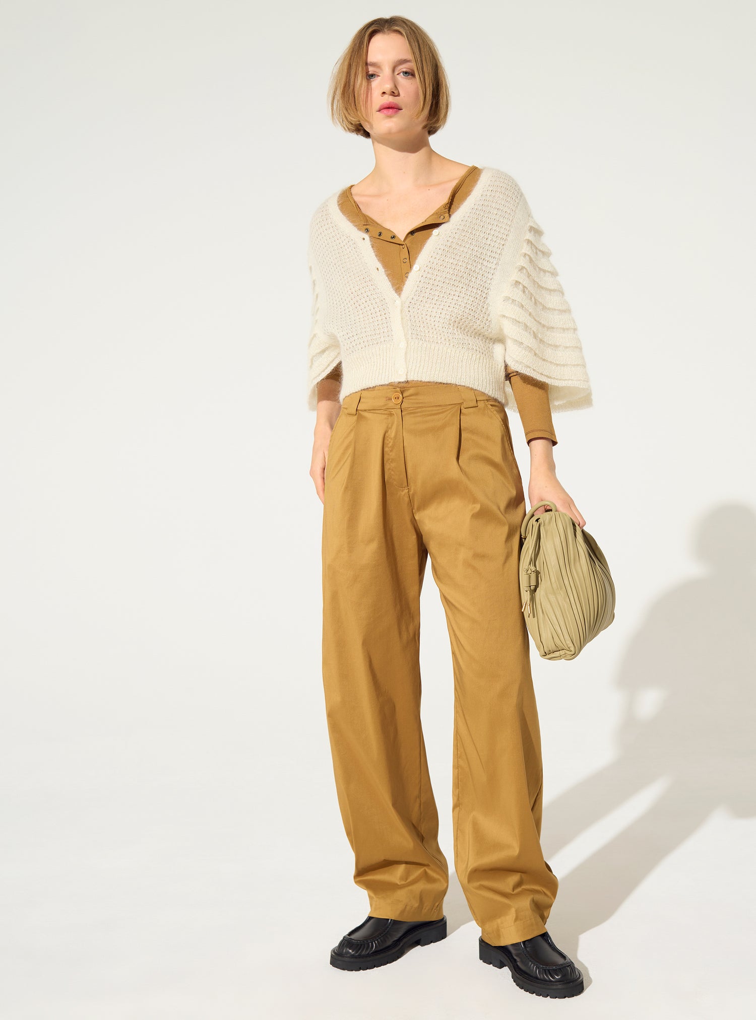 Pantalon imprimé en coton marron