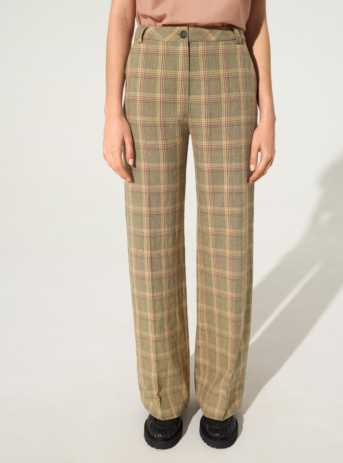 Linen check trousers