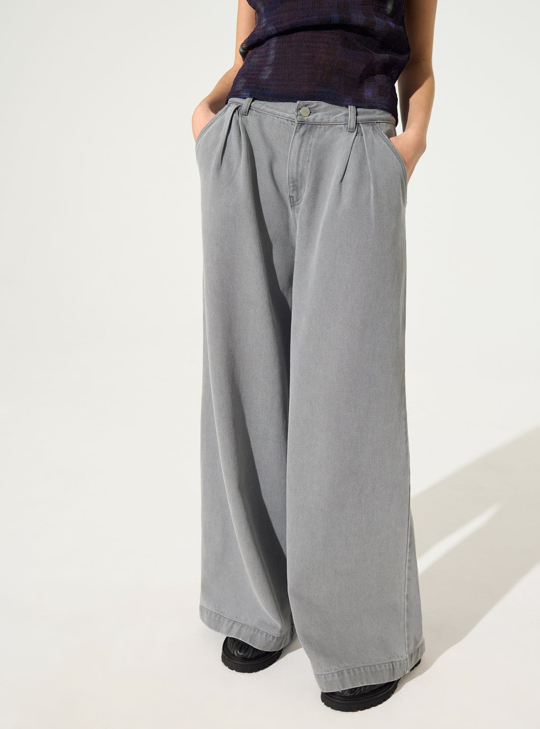 Jean en lyocell et coton gris