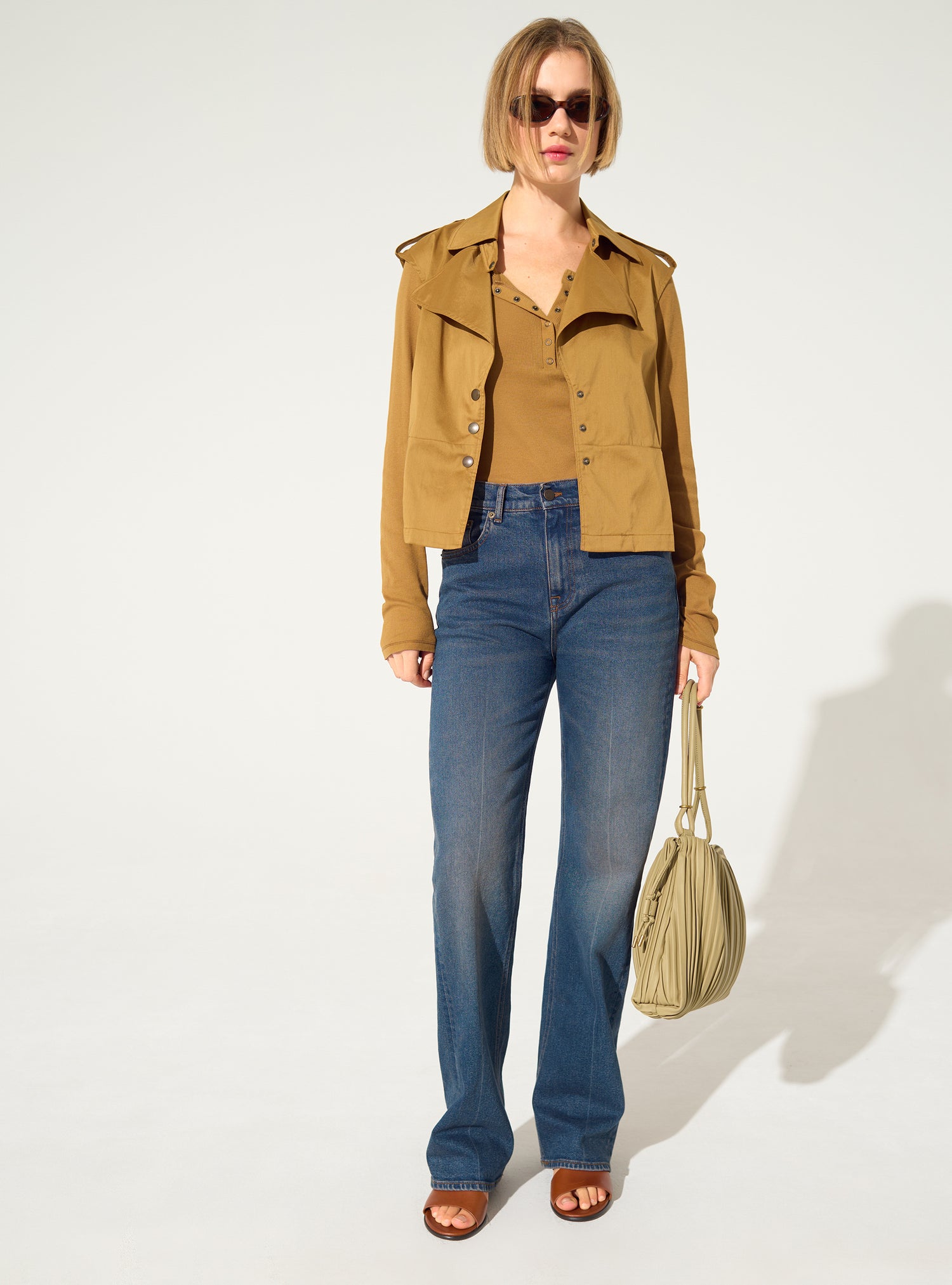 Jean flare en coton bleu