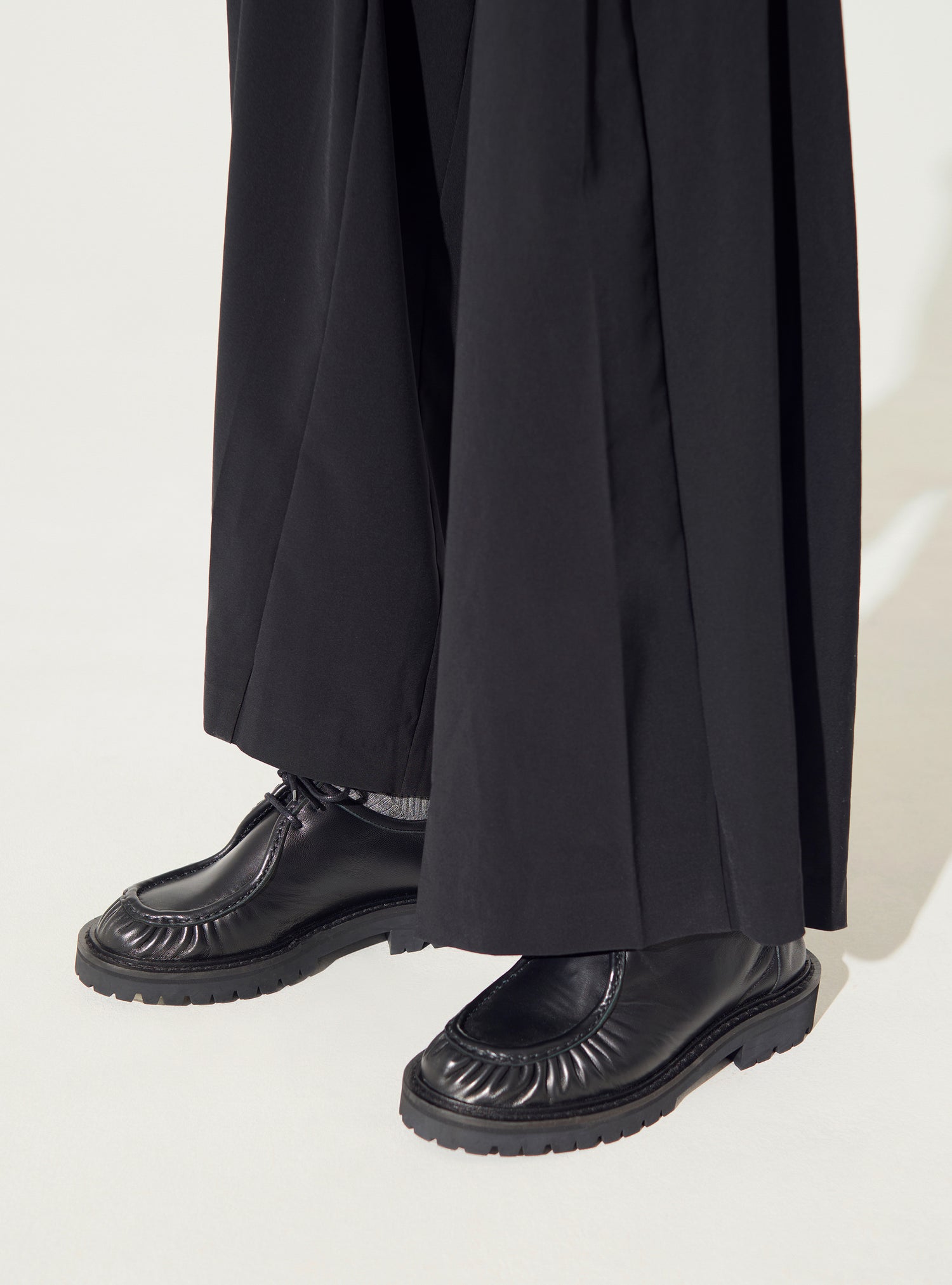 Black leather derbies