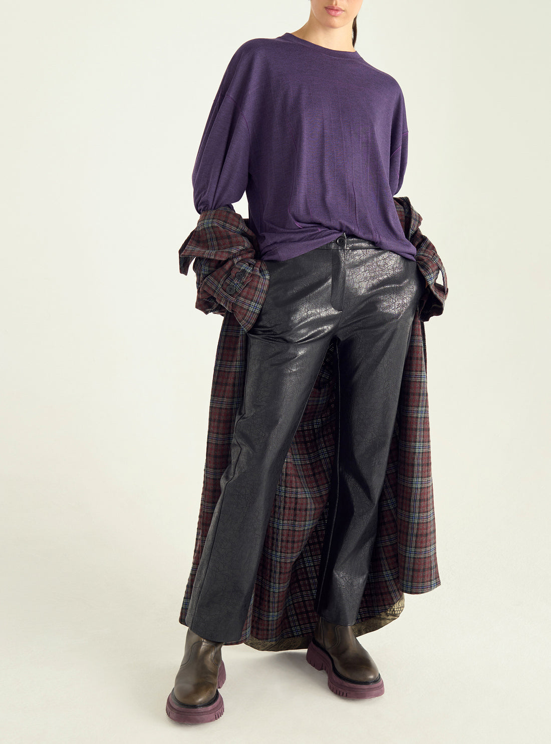 T-shirt oversize plissé violet