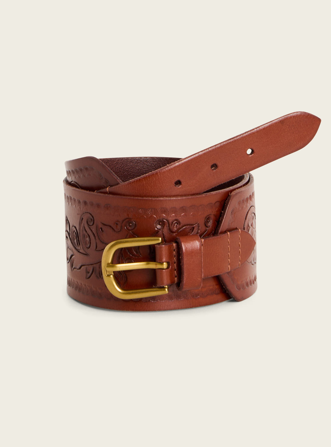 Ceinture en cuir de buffle gravée