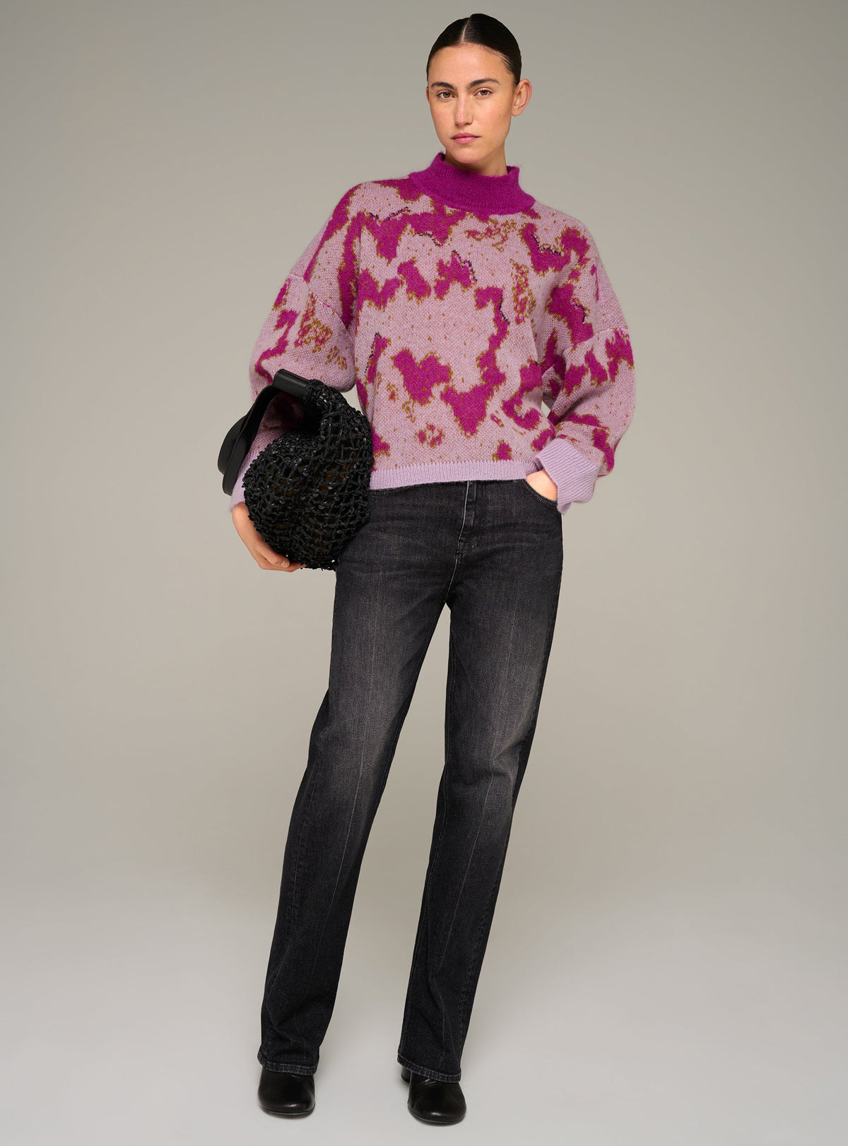 Cotélac pull jacquard col rond manches longues