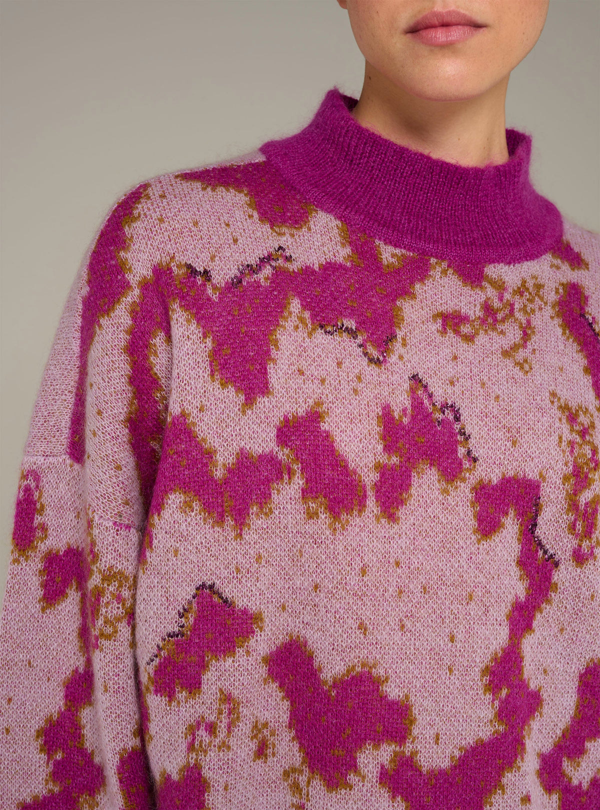 Cotélac pull jacquard col rond manches longues
