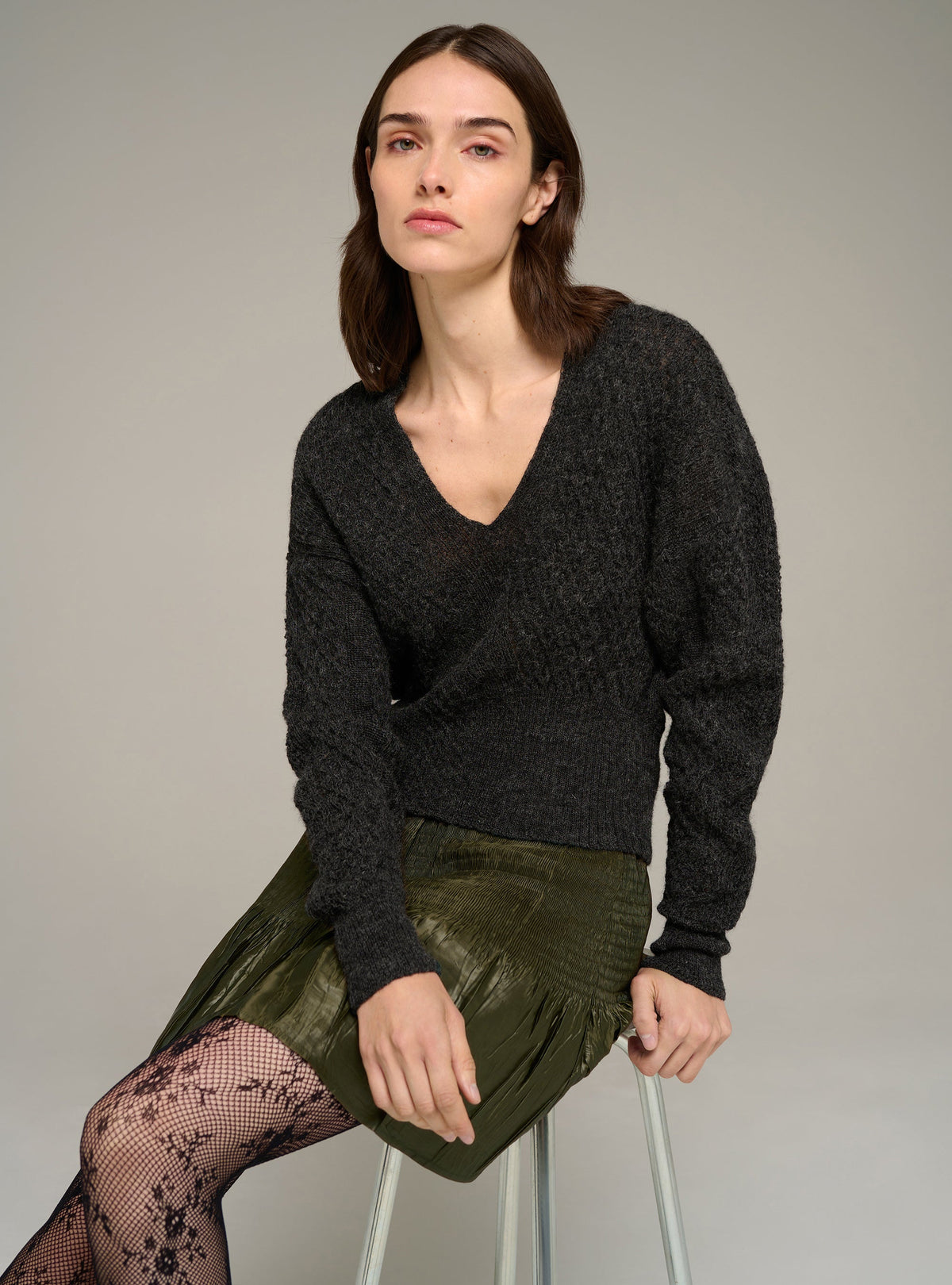 Cotélac pull col v manches longues en laine