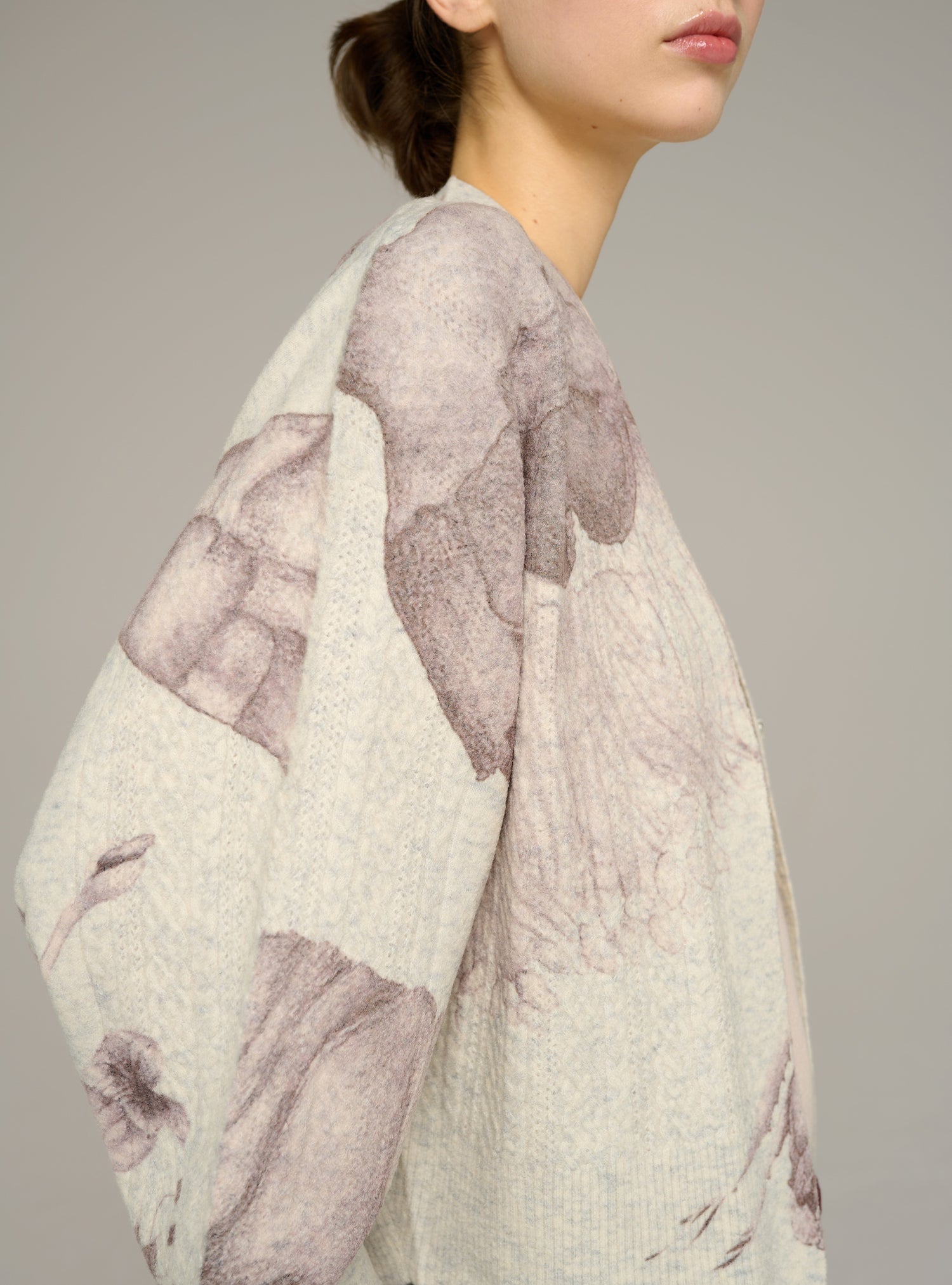 Cardigan imprimé gris à encolure V