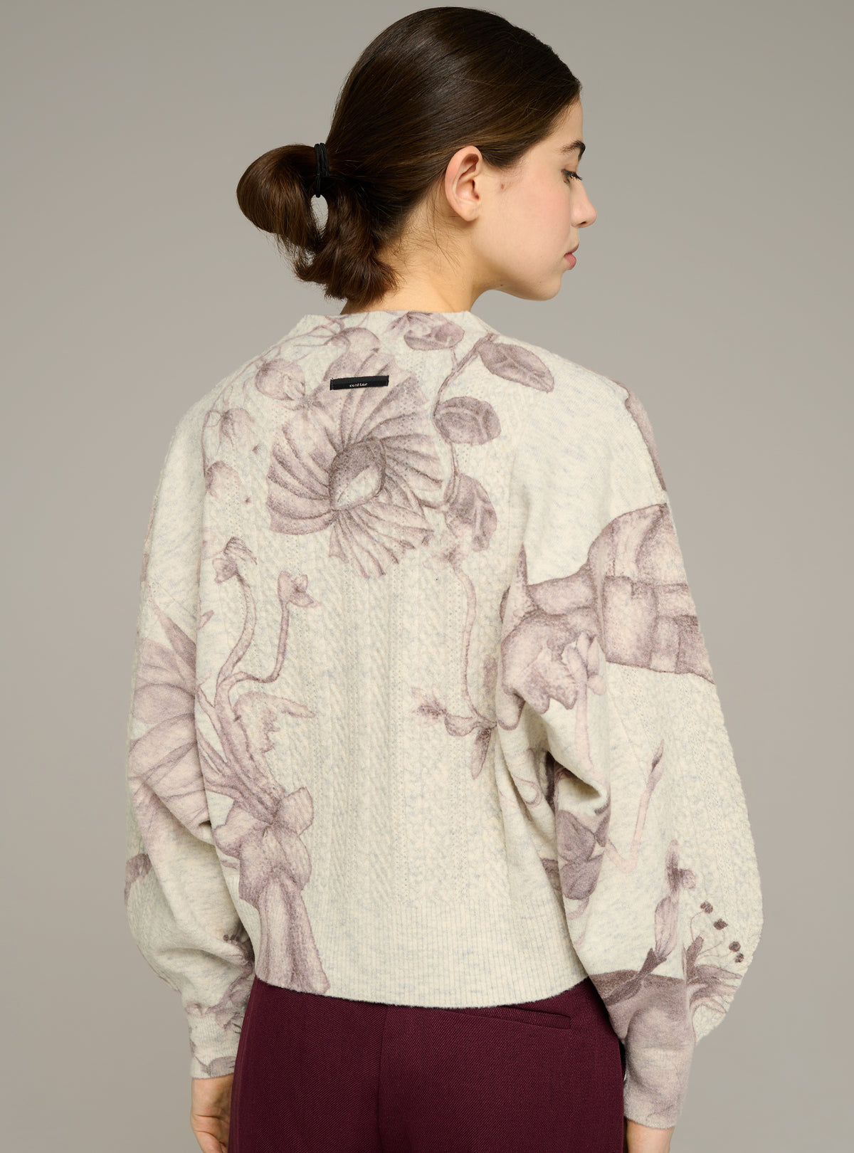 Cardigan imprimé gris à encolure V