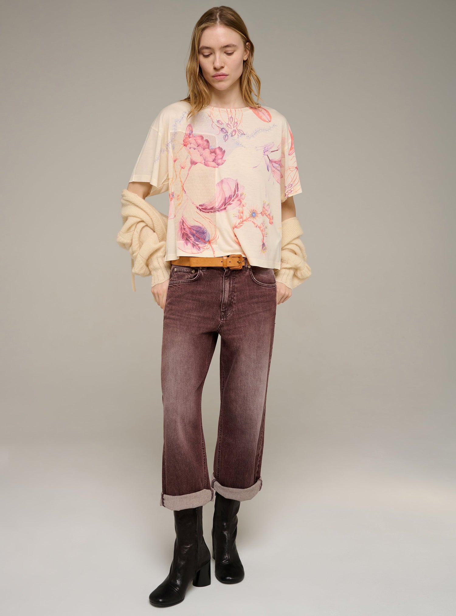 Cotélac tee-shirt imprimé grosses fleurs