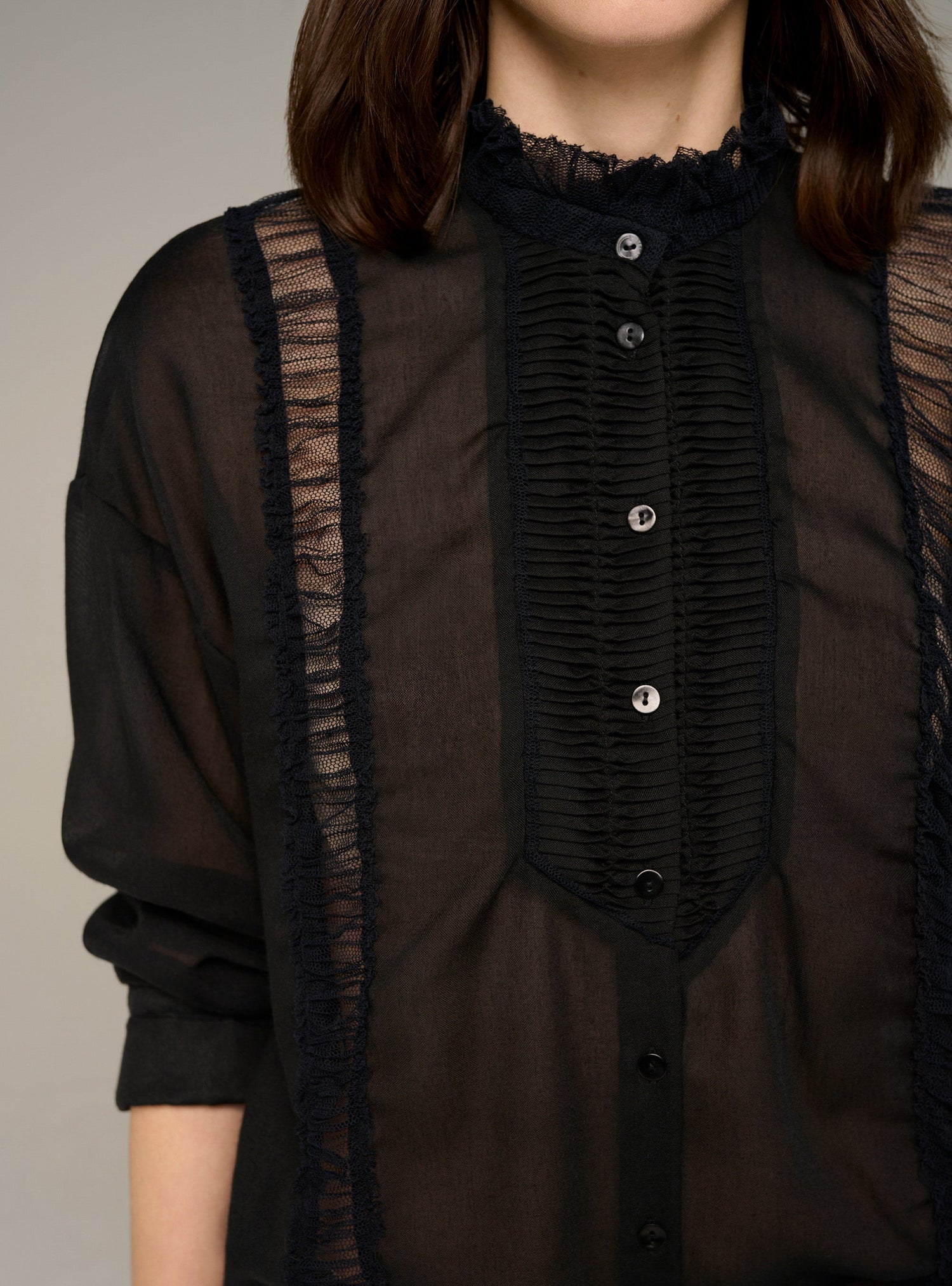 Cotélac chemise manches longues plissé
