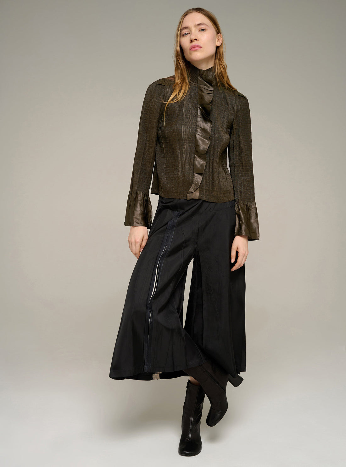 Chemise ajustée manches longues plissée Cotélac 