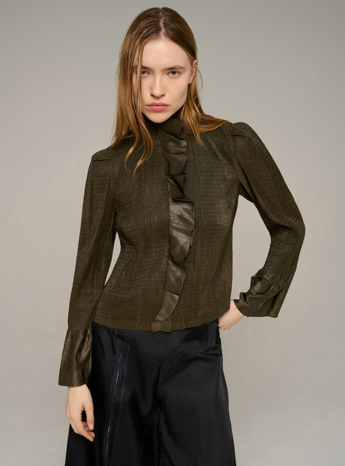 Chemise ajustée manches longues plissée Cotélac 