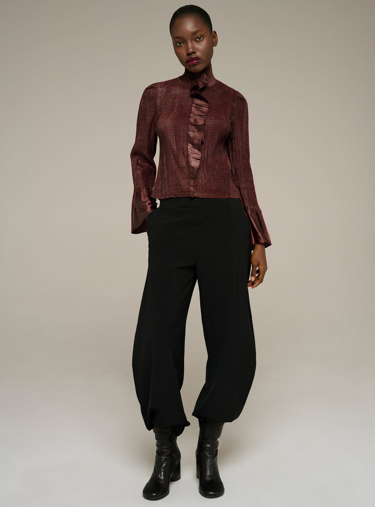 Chemise ajustée manches longues plissée Cotélac 