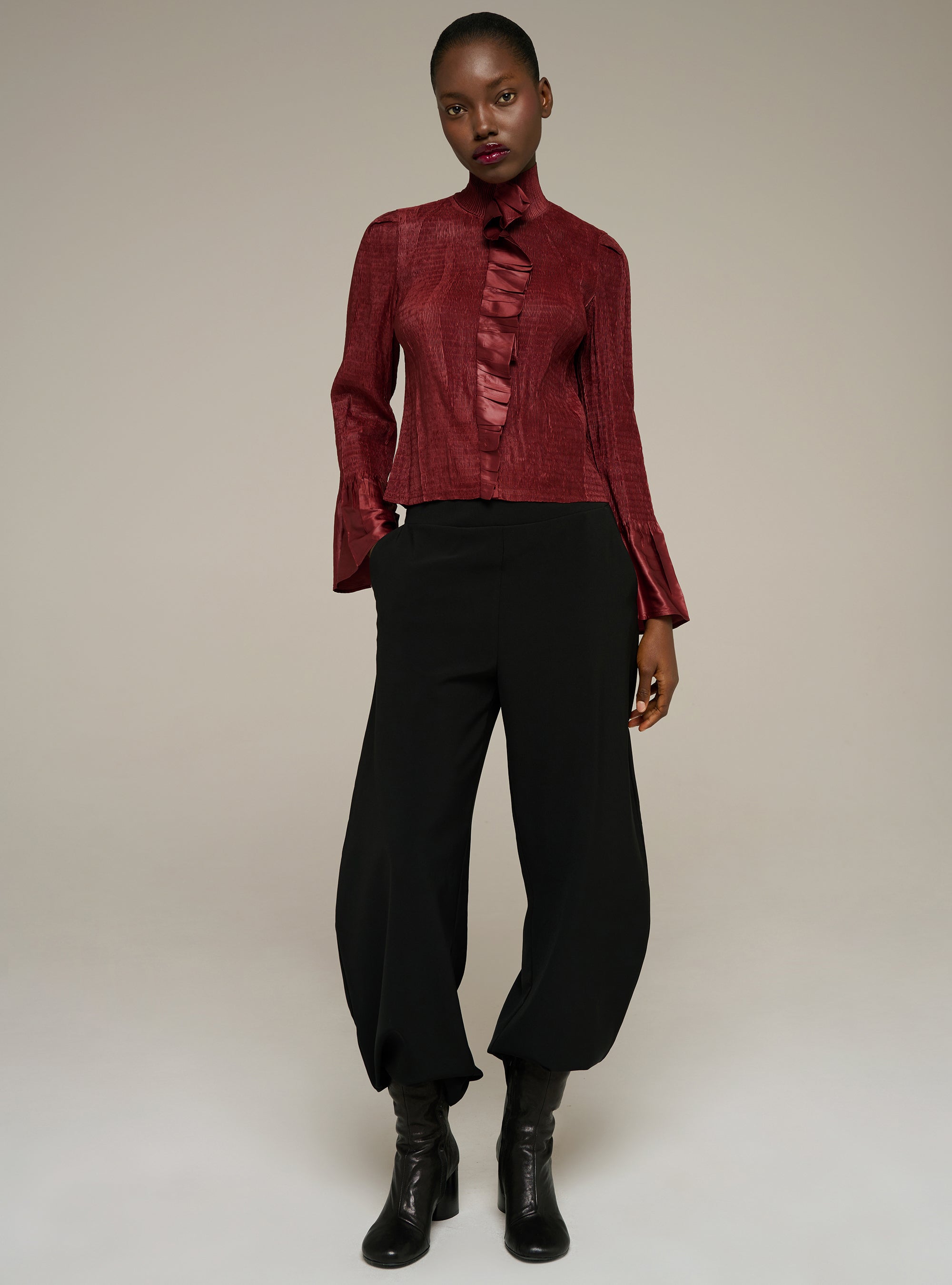 Cotélac chemise ajustée manches longues plissée