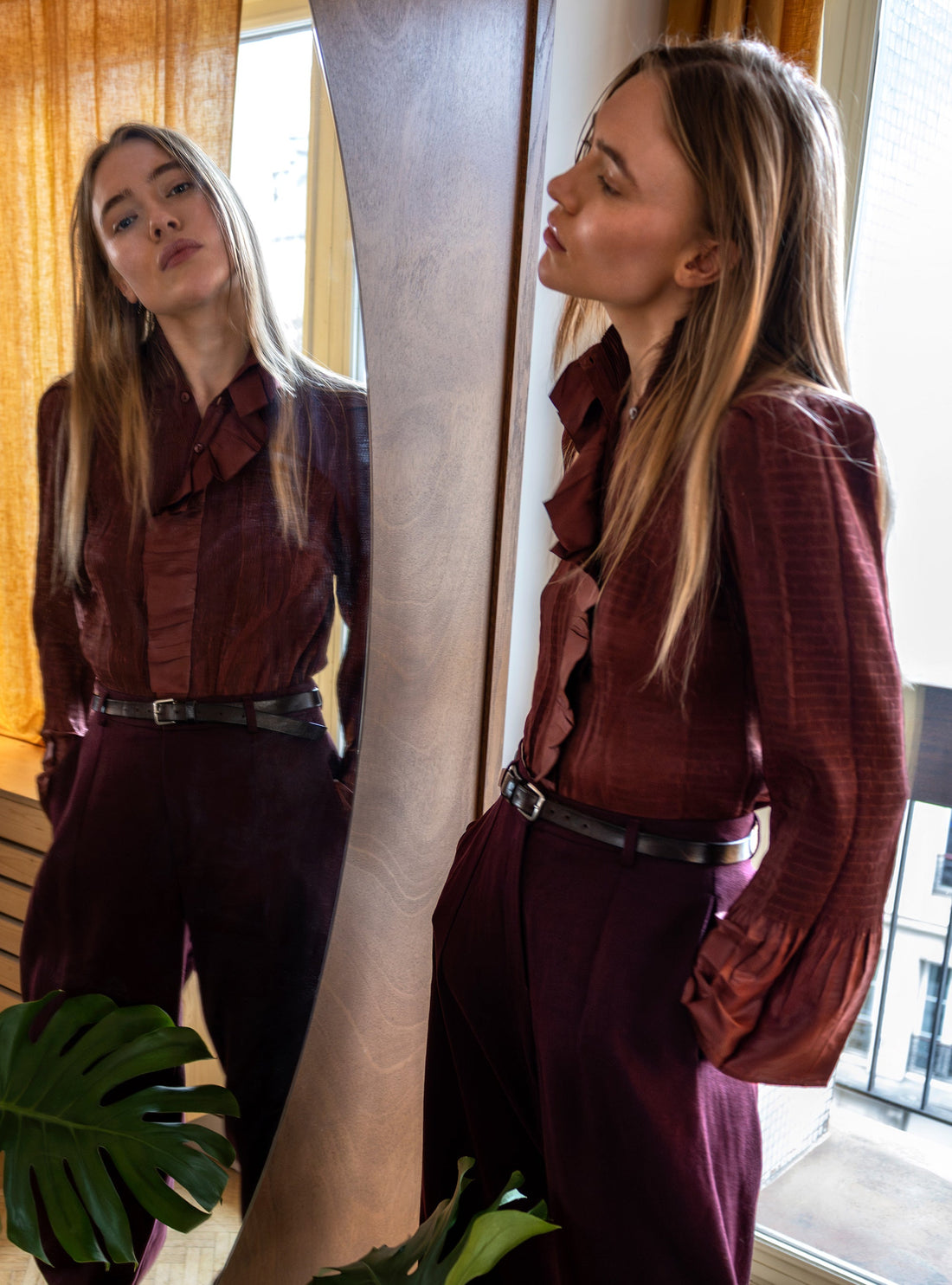 Chemise ajustée manches longues plissée Cotélac 