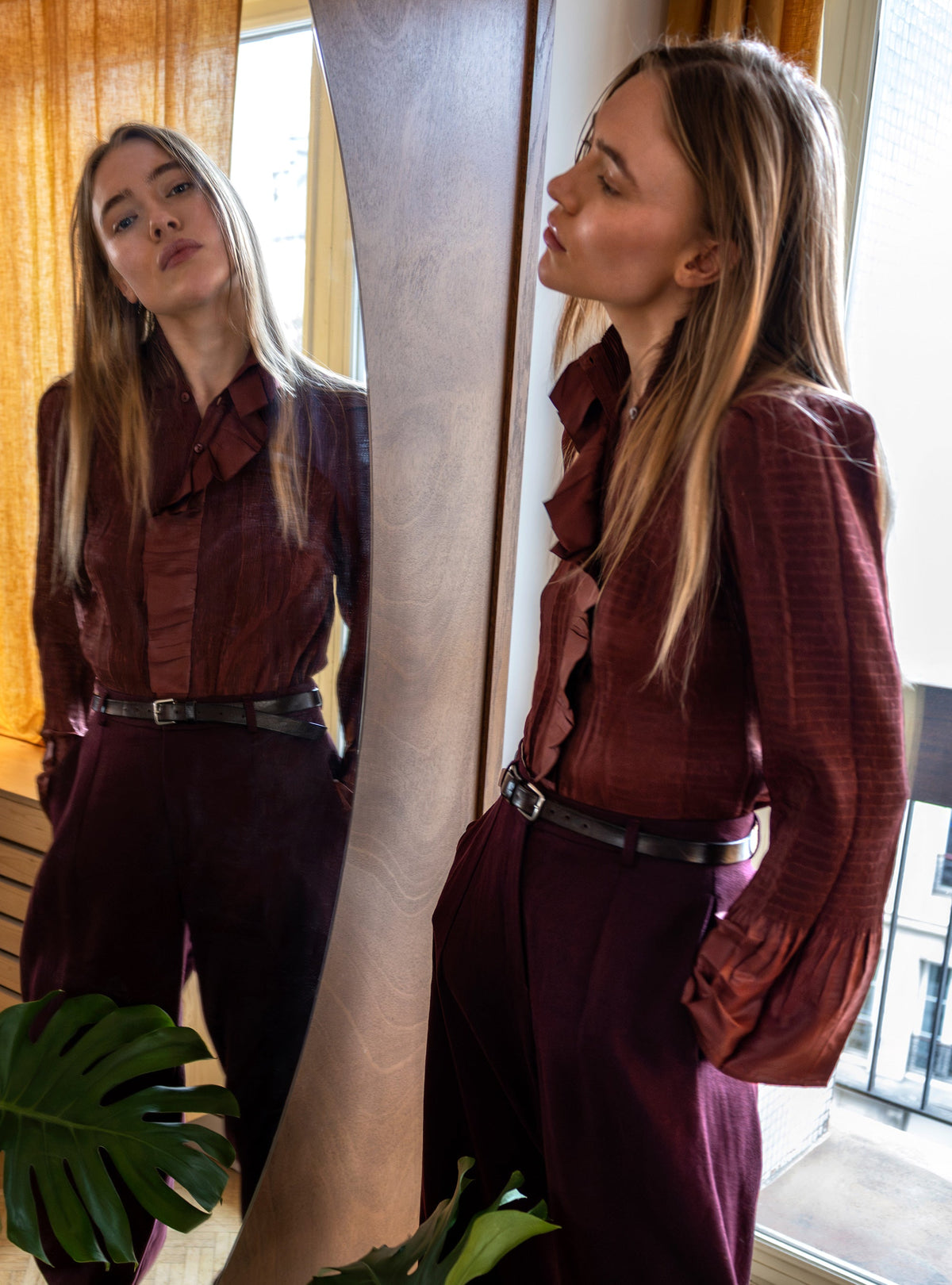 Chemise ajustée manches longues plissée Cotélac 