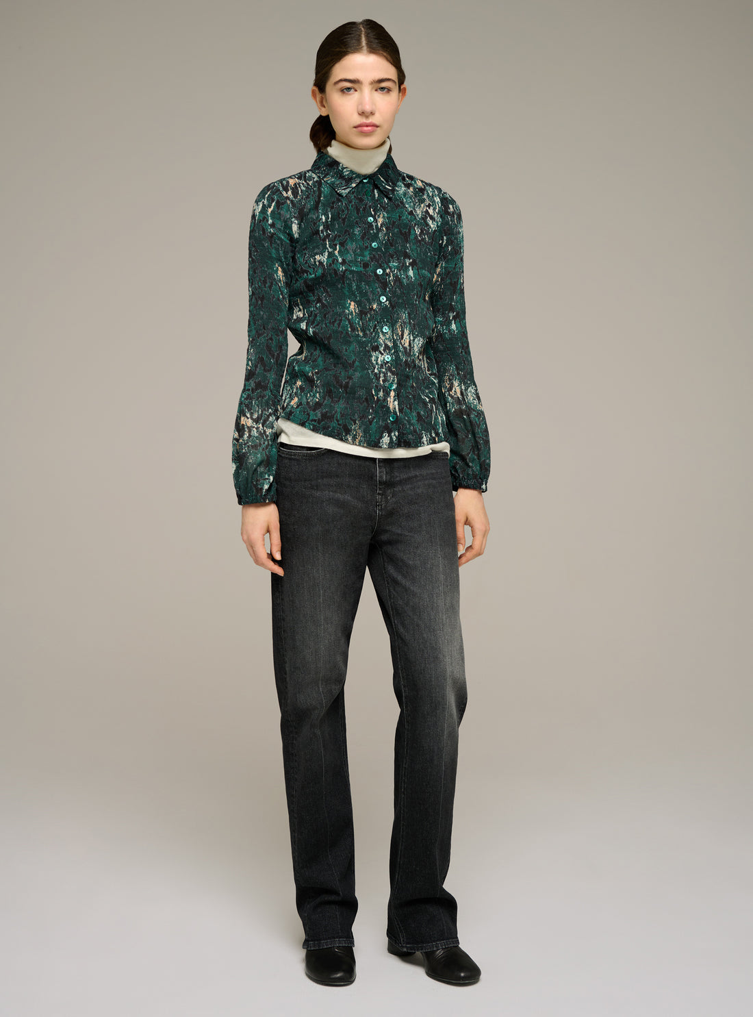 Chemise ajustée manches longues imprimée