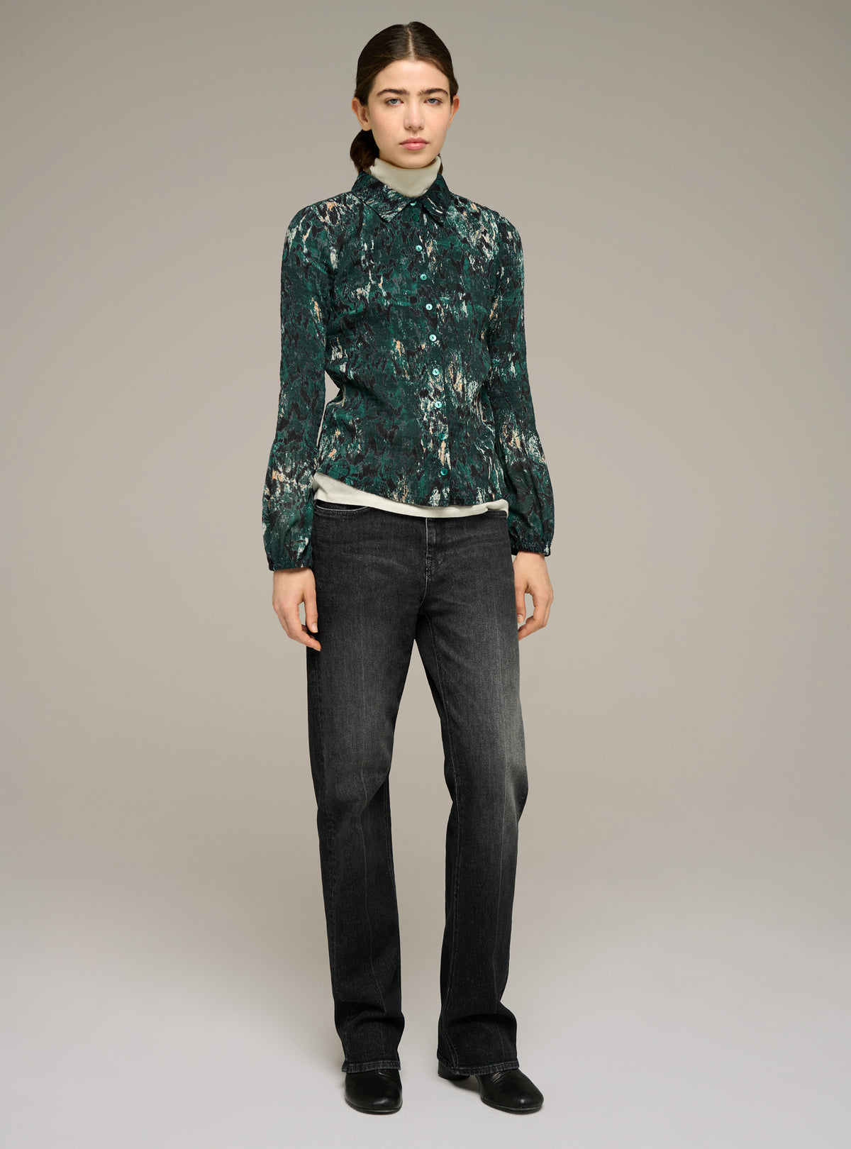 Chemise ajustée manches longues imprimée