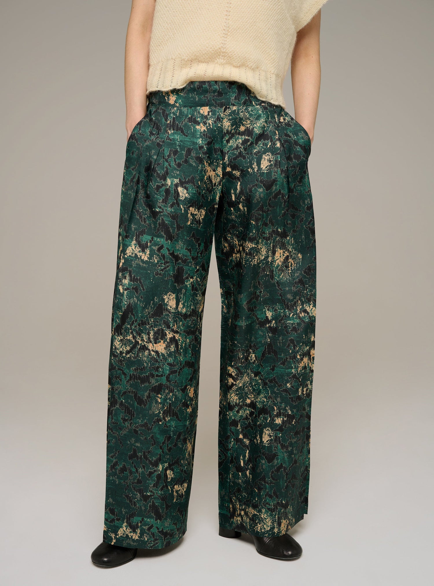 Pantalon large imprimée plissée Cotélac 