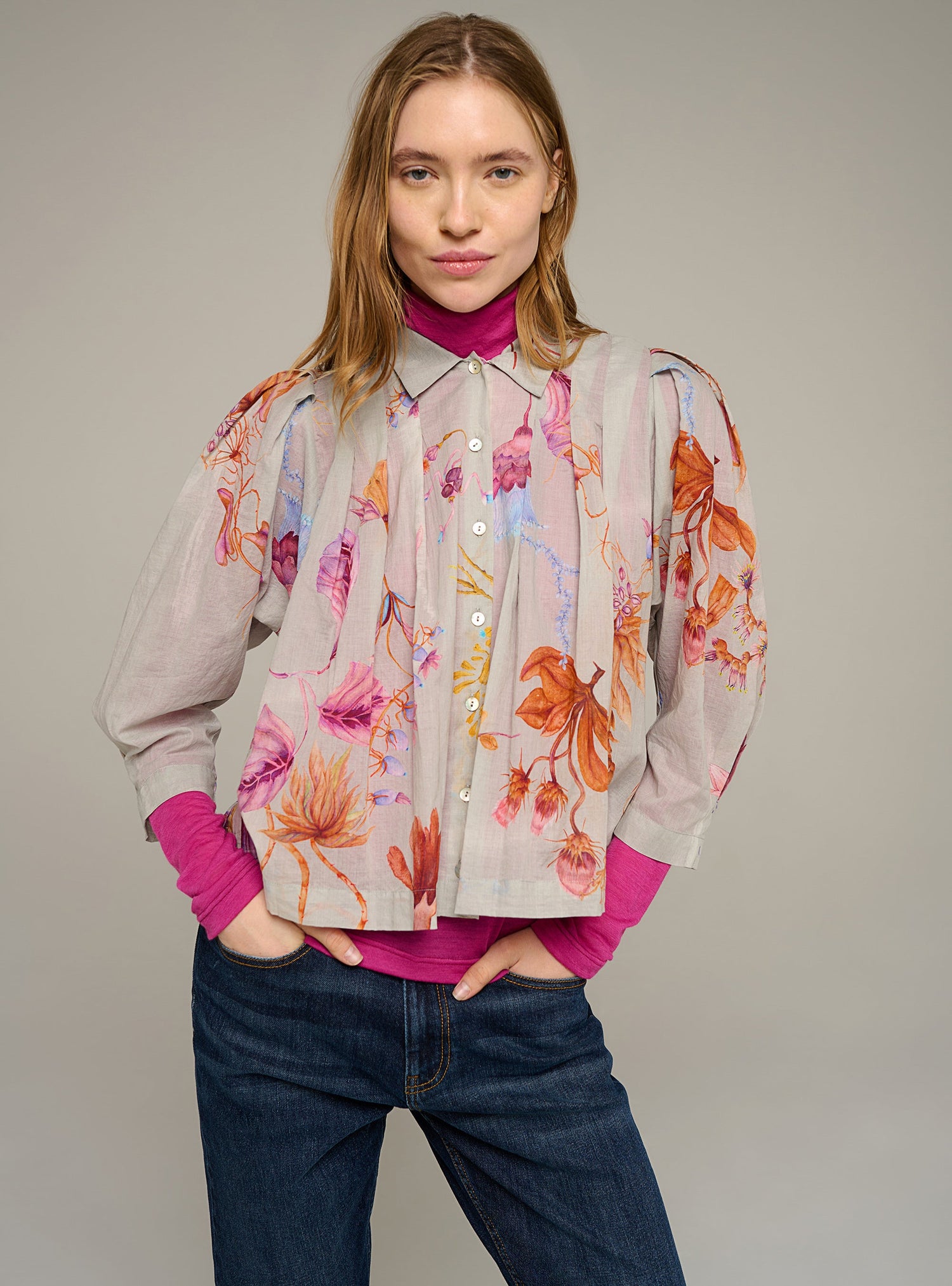 Cotélac chemise oversize manches 3/4 imprimée