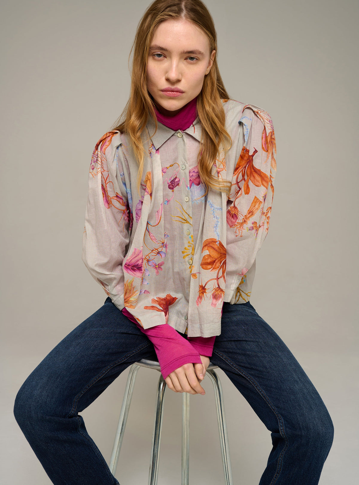 Cotélac chemise oversize manches 3/4 imprimée