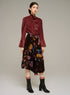 Long straight printed velvet skirt