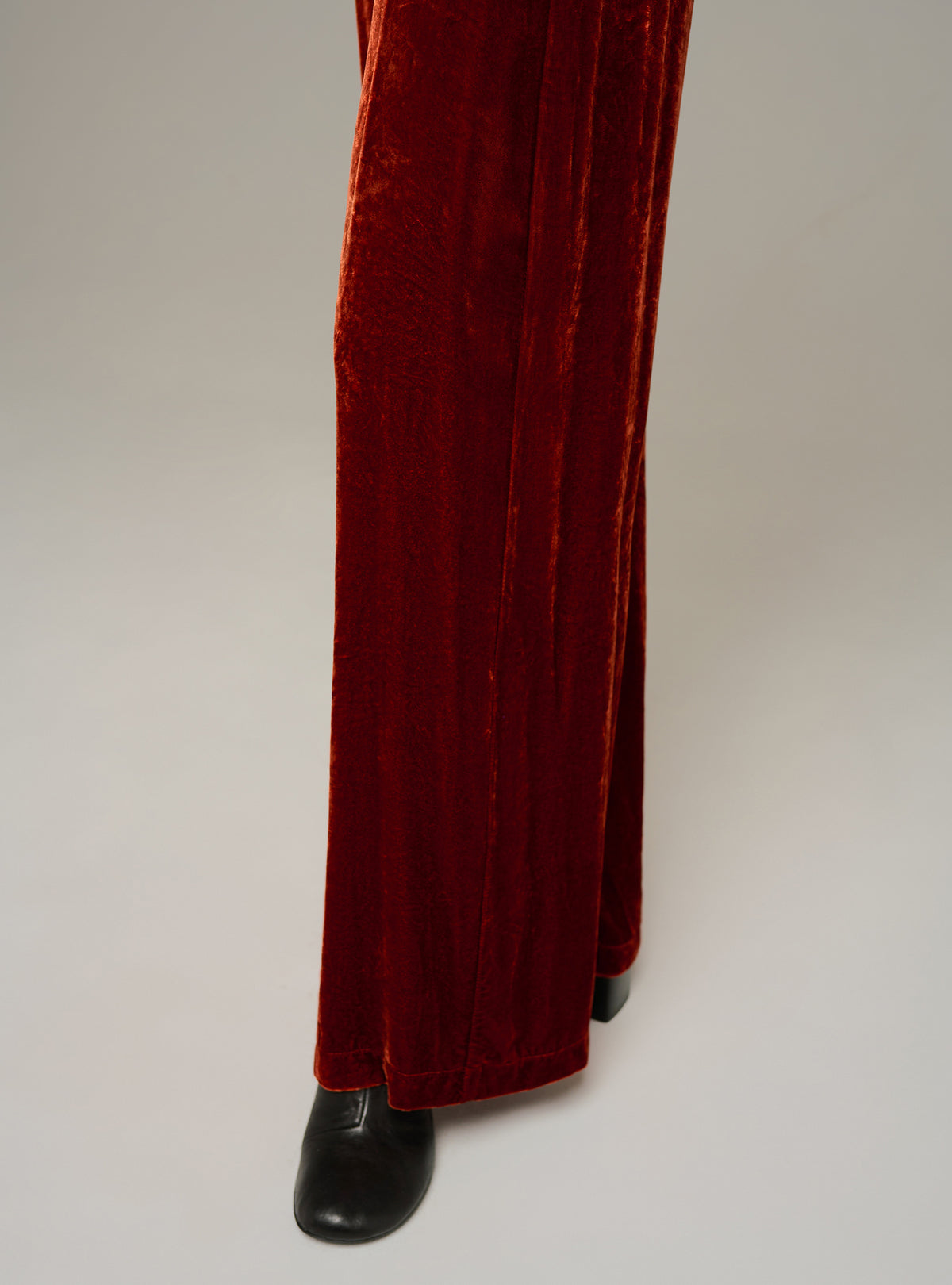 Wide-leg viscose and silk velvet trousers
