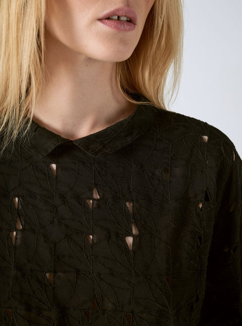 Embroidered Openwork Blouse