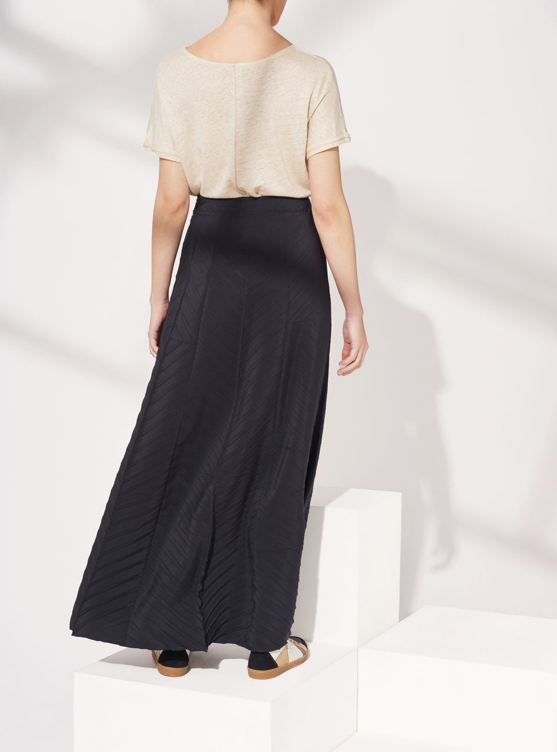 Long Pleated Folded Skirt