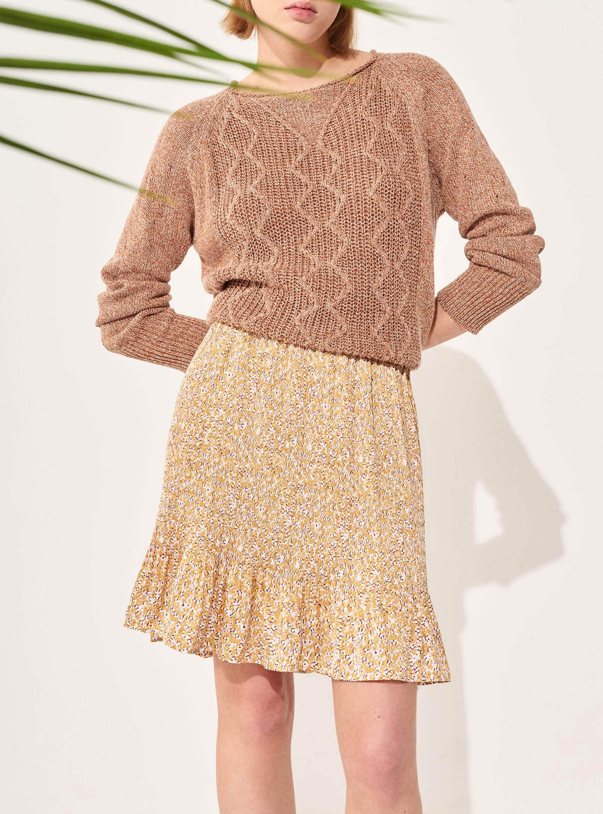 Ruffled Pleated Crushed Skirt