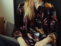 Printed oversized long-sleeved shirt